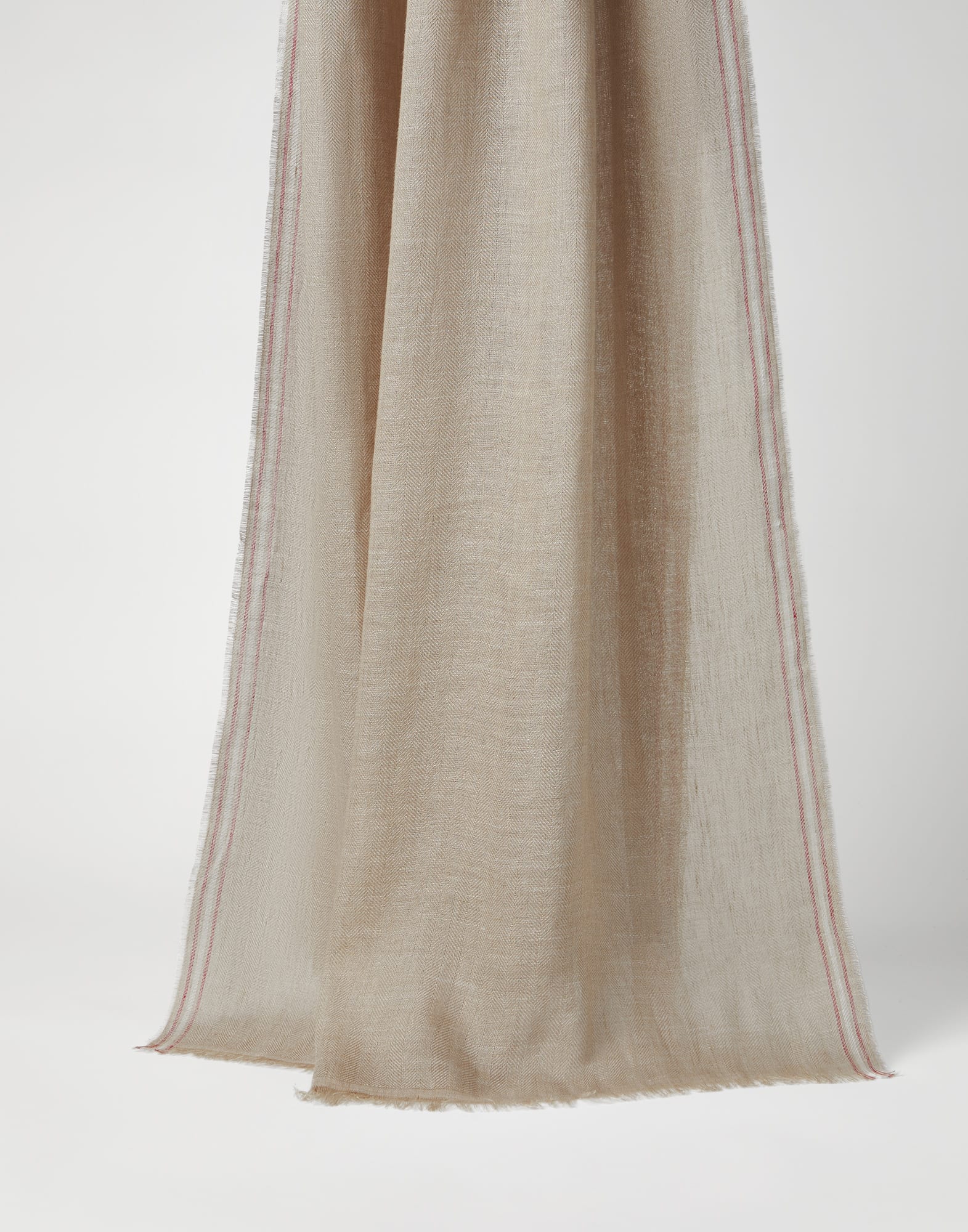 Linen and silk chevron scarf with selvedge