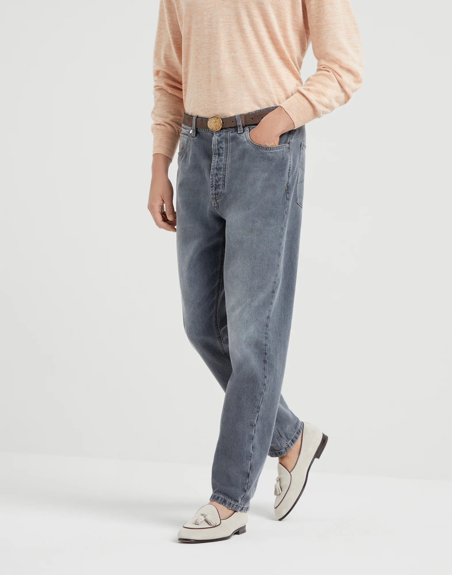 Greyscale denim trousers