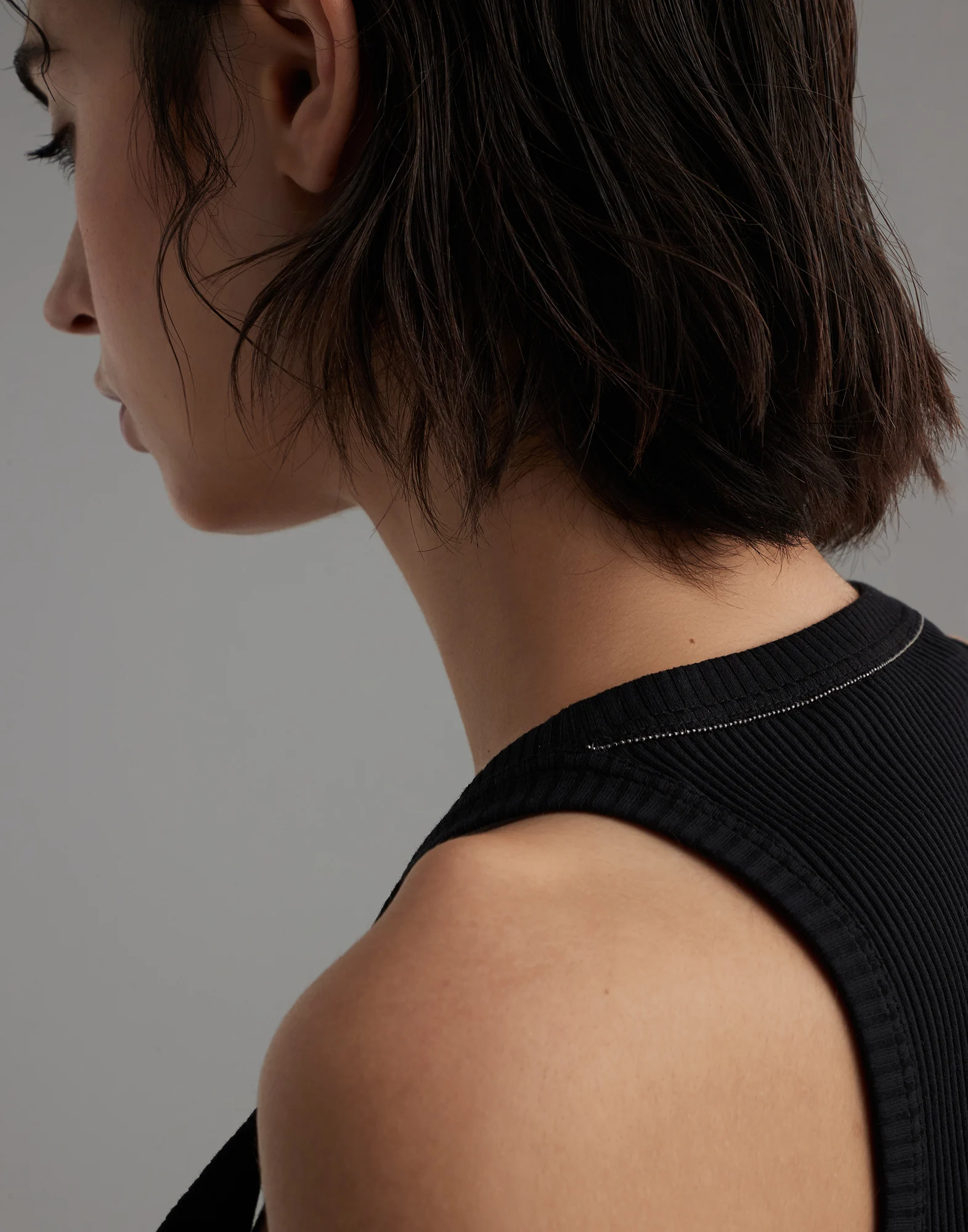 Cotton ribbed jersey top with monili