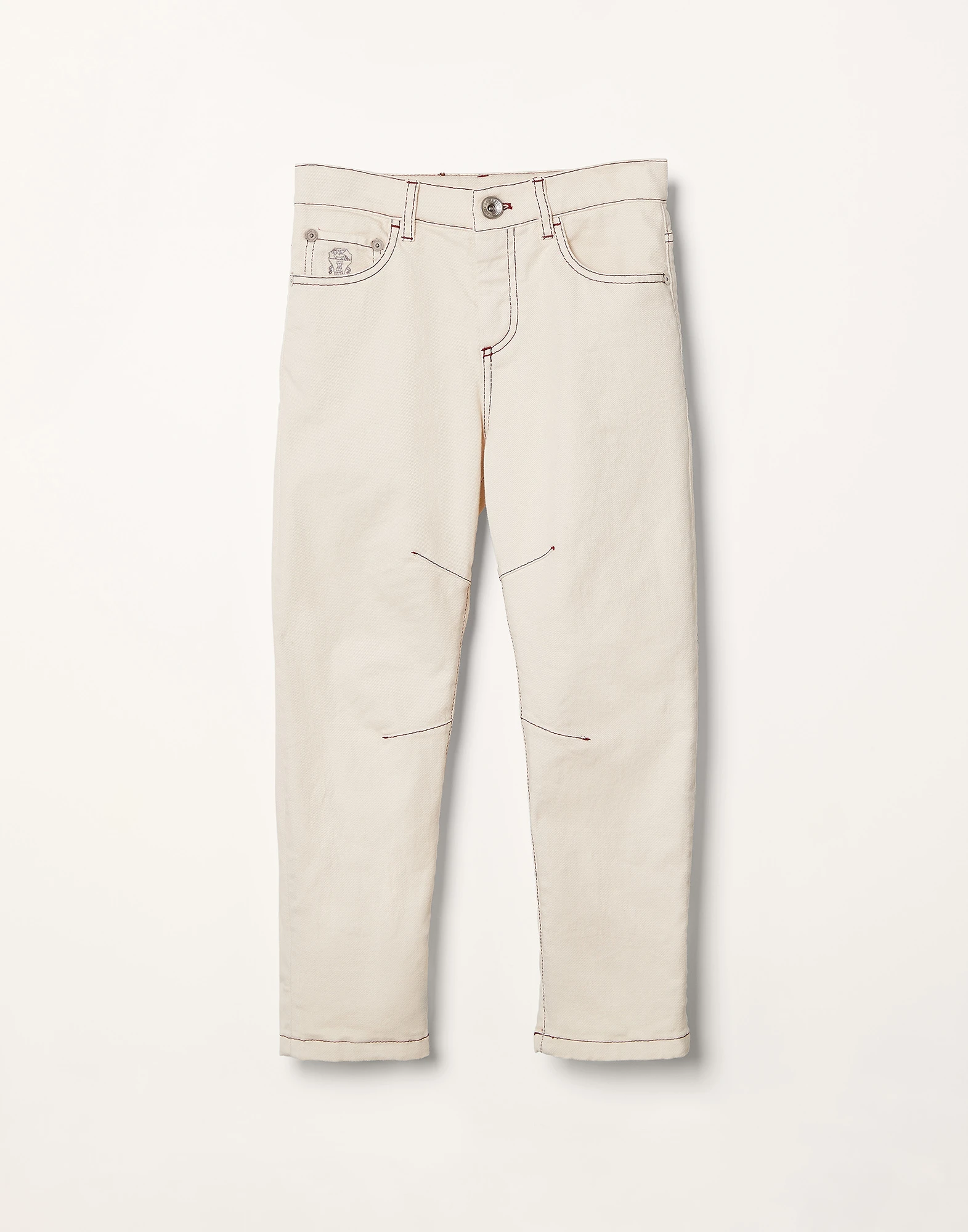 Dyed comfort lightweight denim trousers with contrast stitching