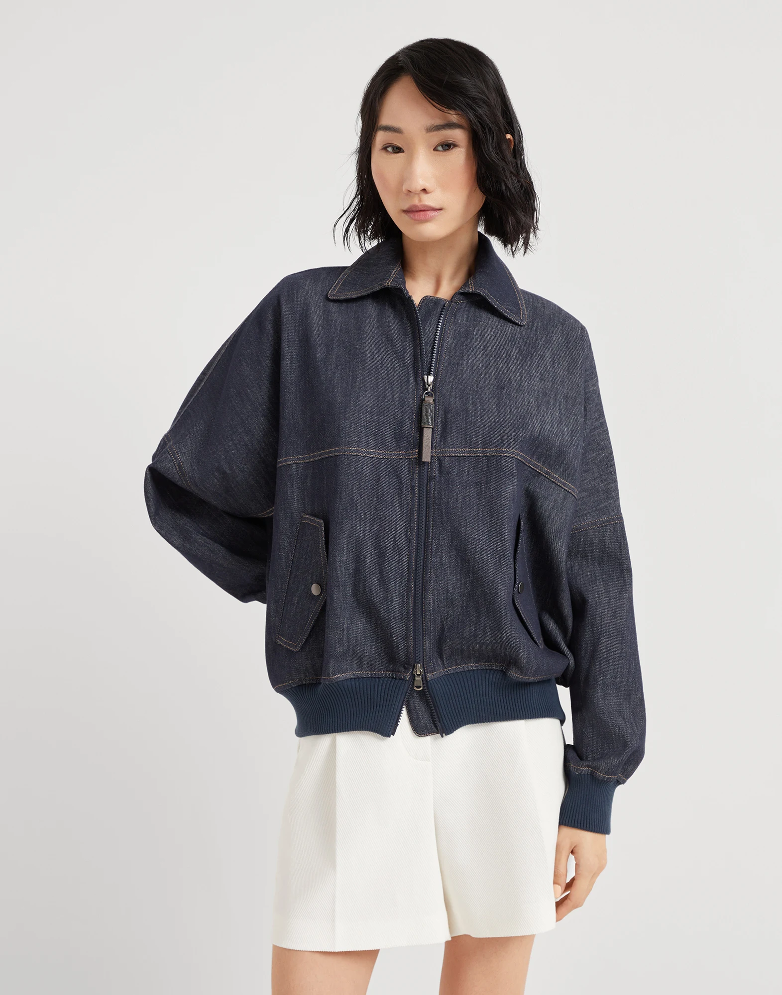 Bomber jacket with monili
