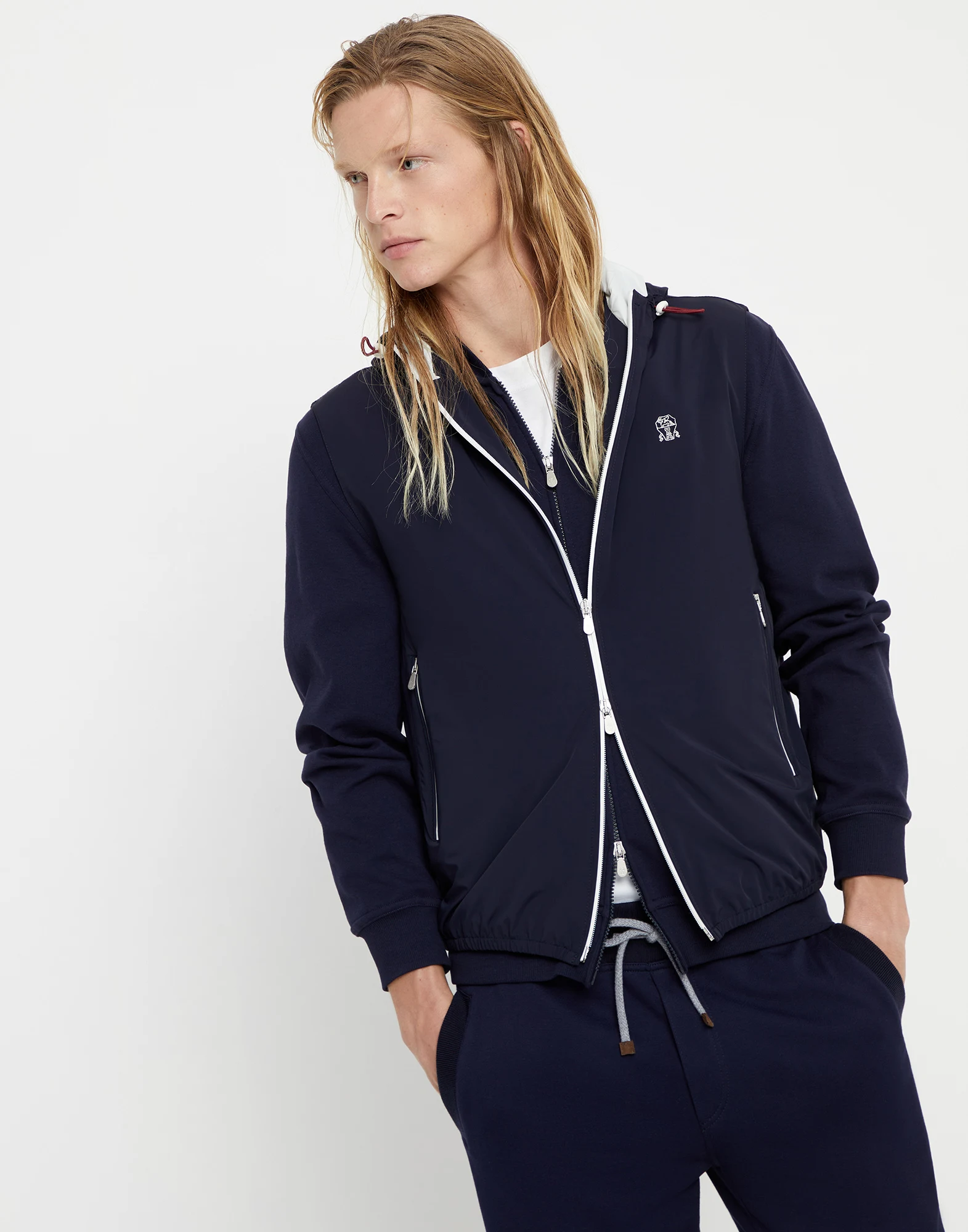 Bonded nylon hooded outerwear vest