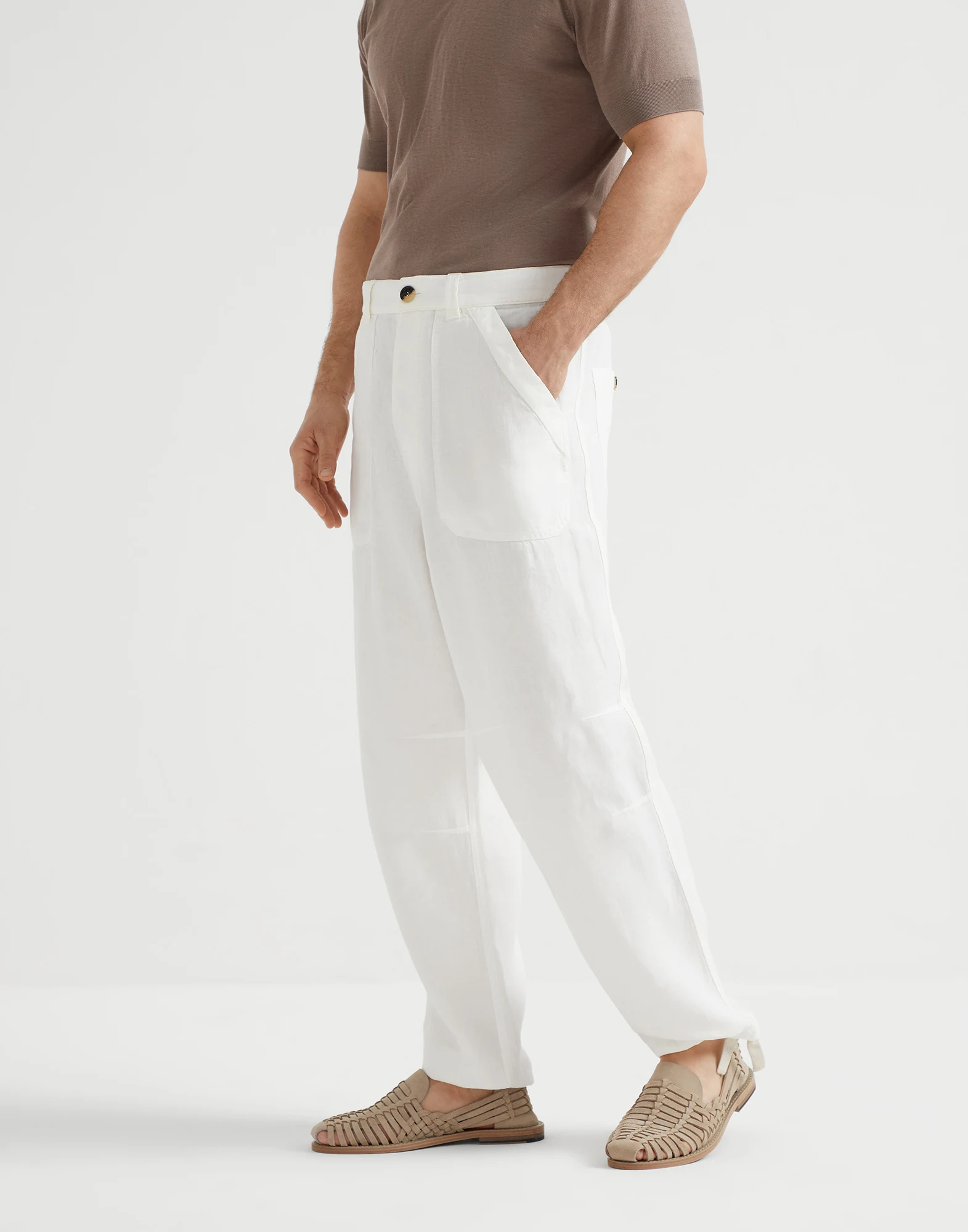Gabardine garment dyed trousers
