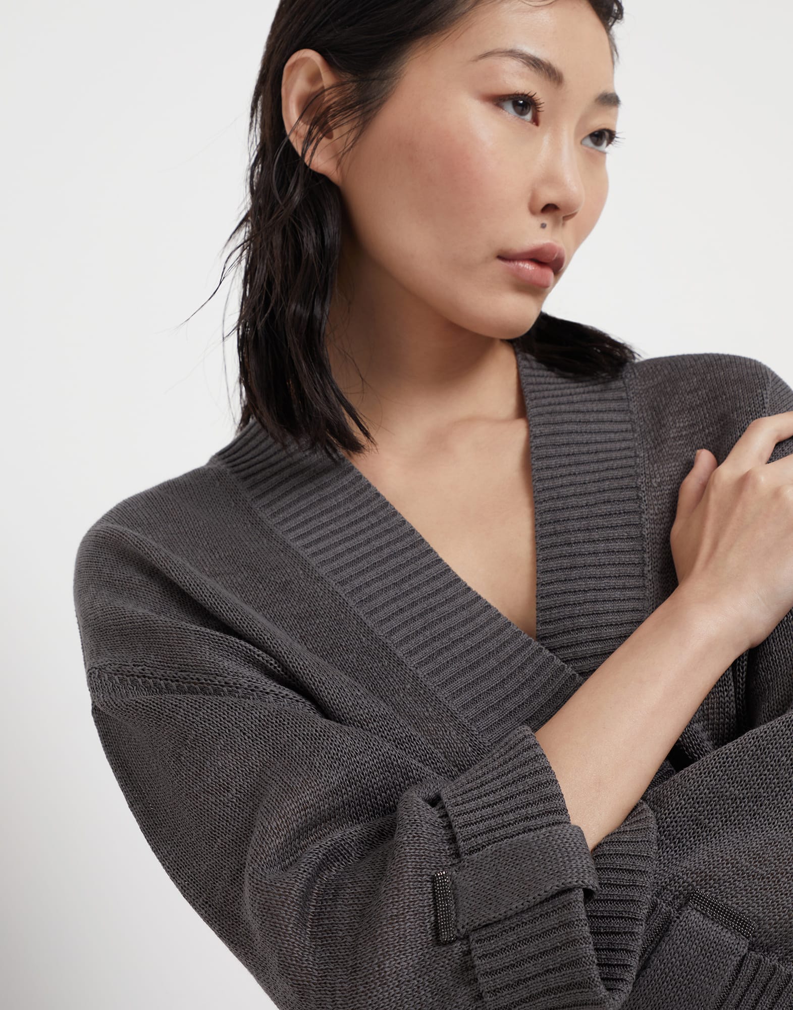 Cotton cardigan with shiny details