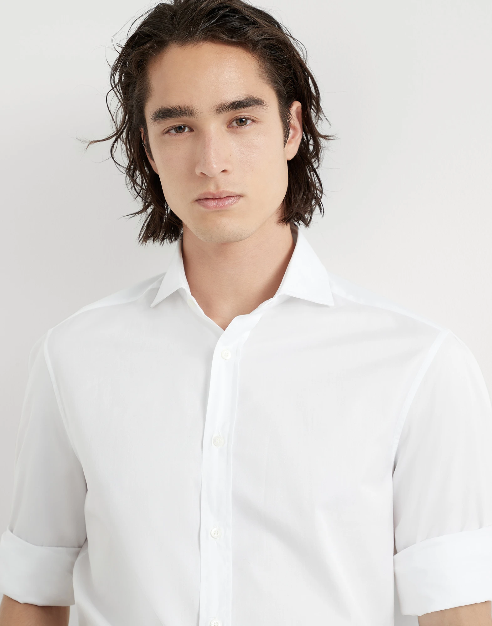 Twill basic fit shirt with spread collar