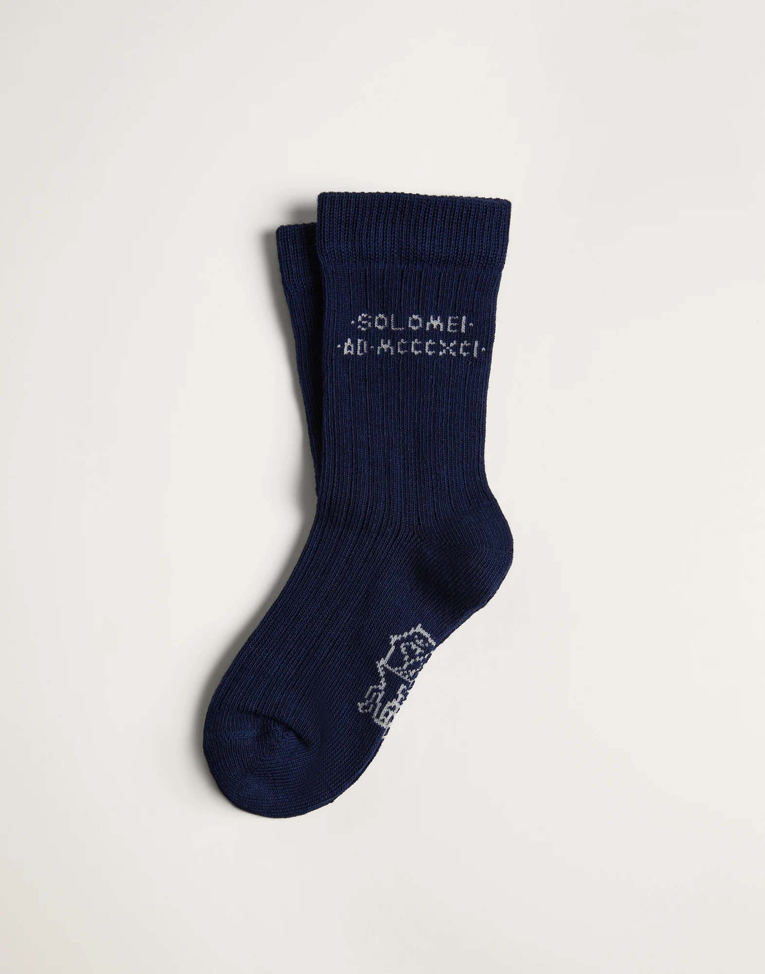 Cotton knit socks with intarsia