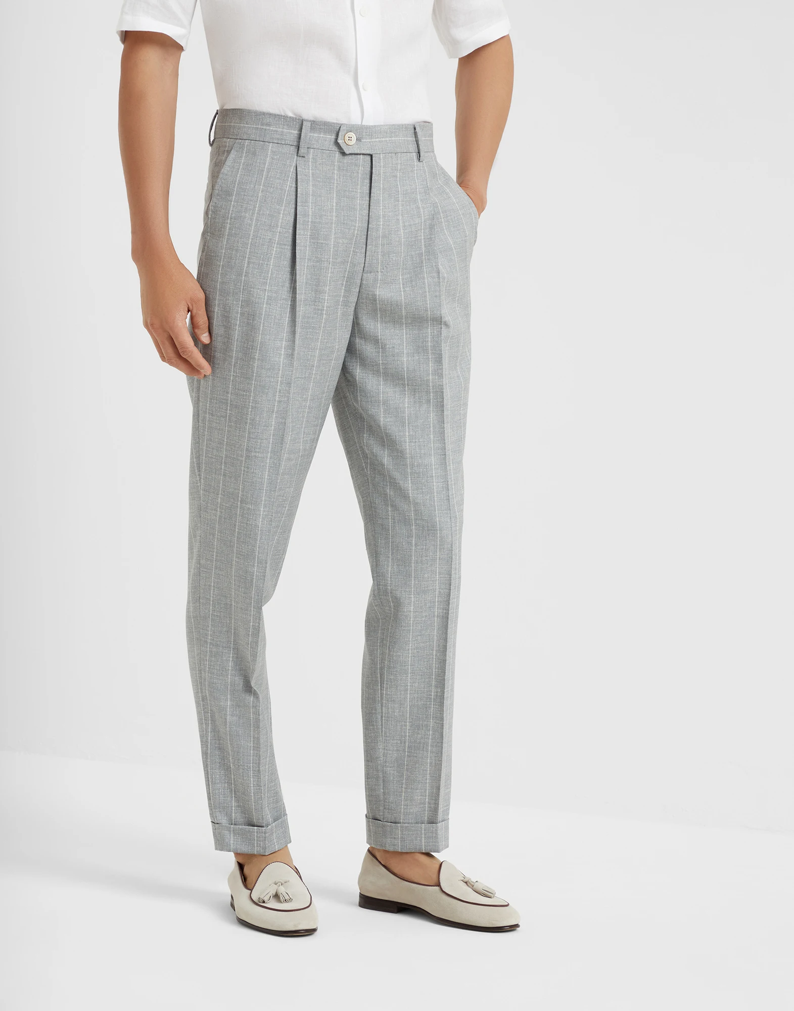 Chalk stripe trousers