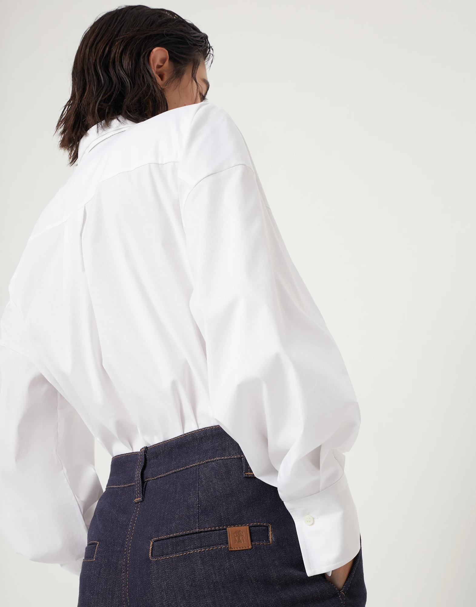 No-fade comfort denim soft flare trousers