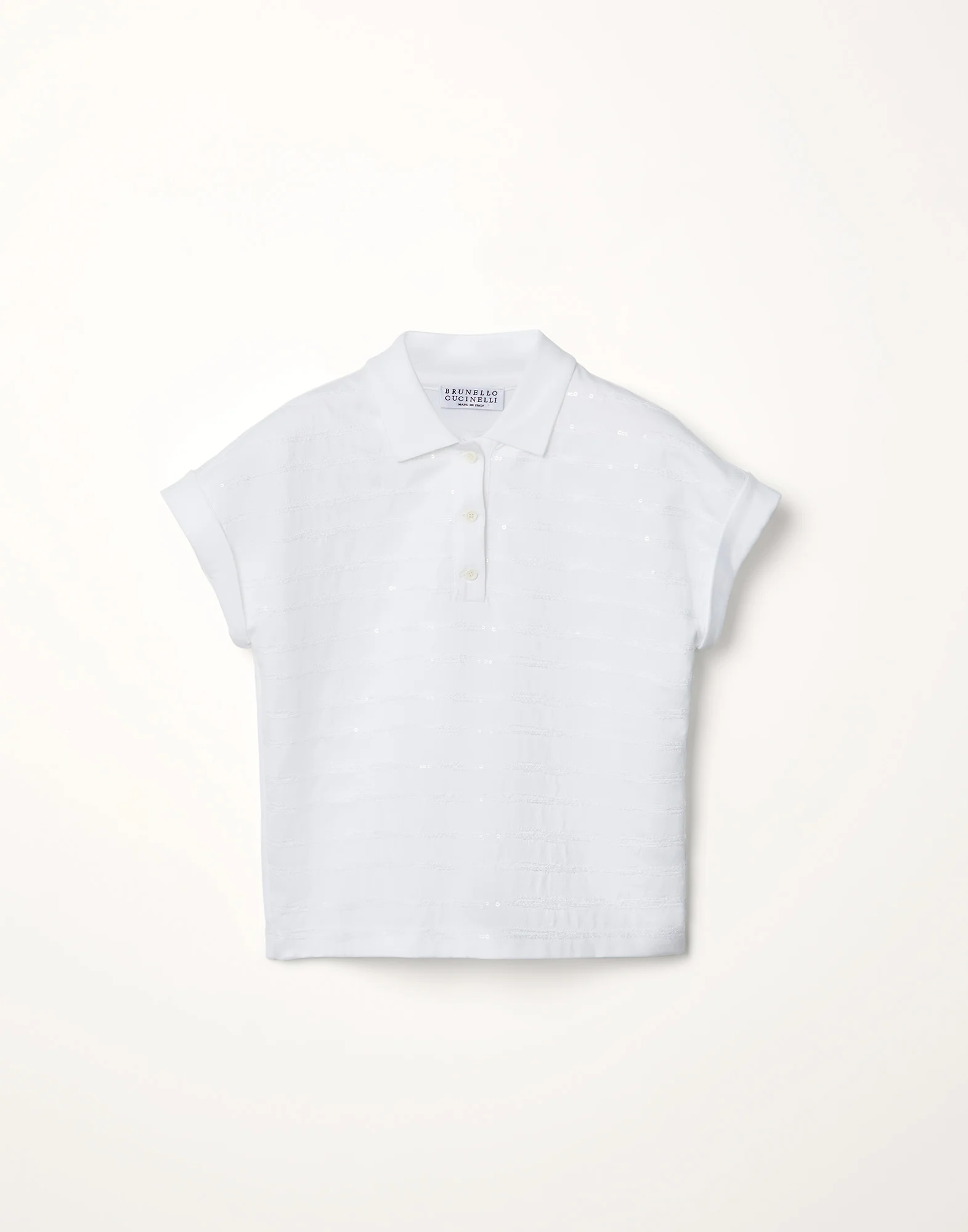 Cotton lightweight jersey polo shirt with dazzling brushstroke embroidery