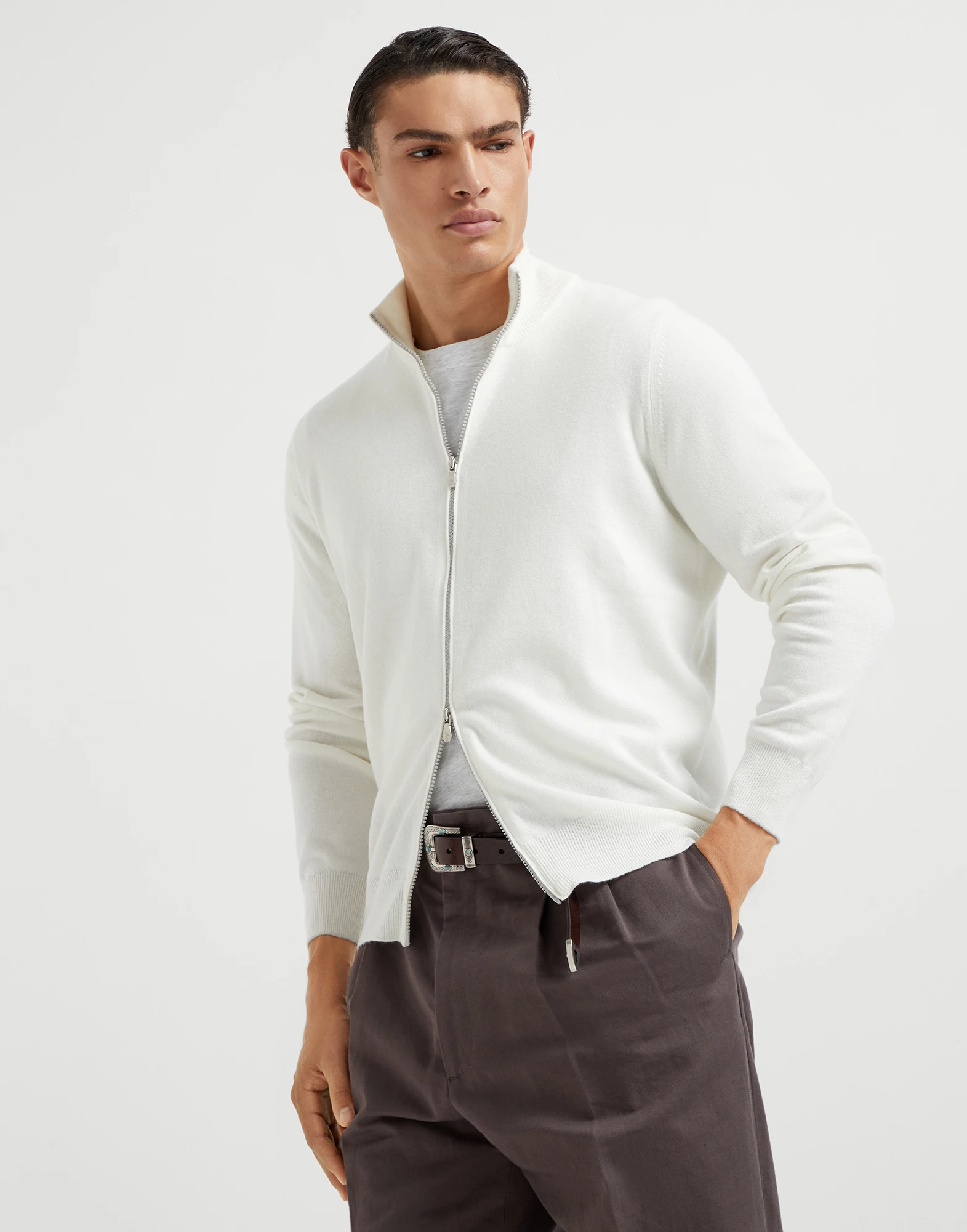 Zip-front cardigan
