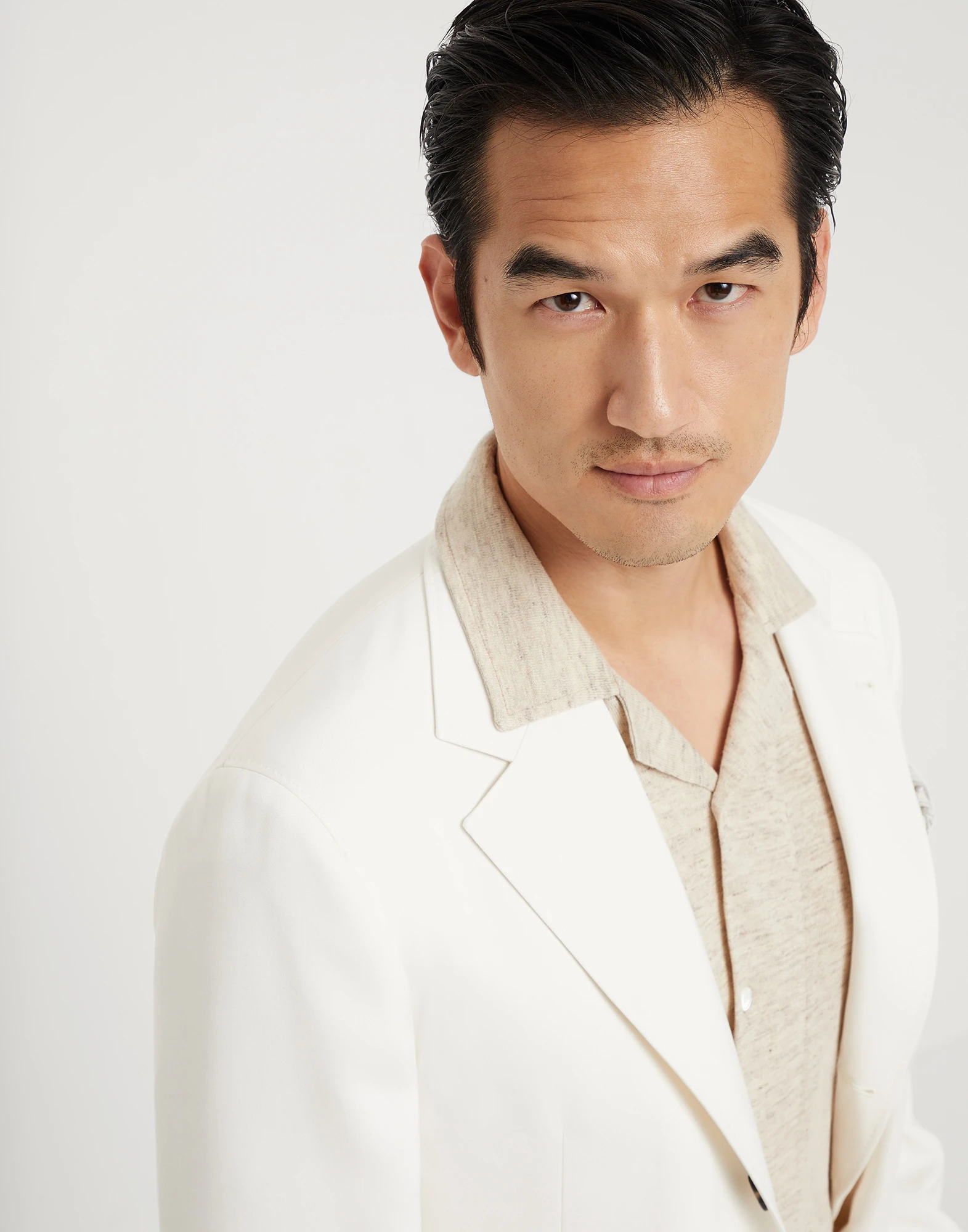 Delave silk twill deconstructed blazer