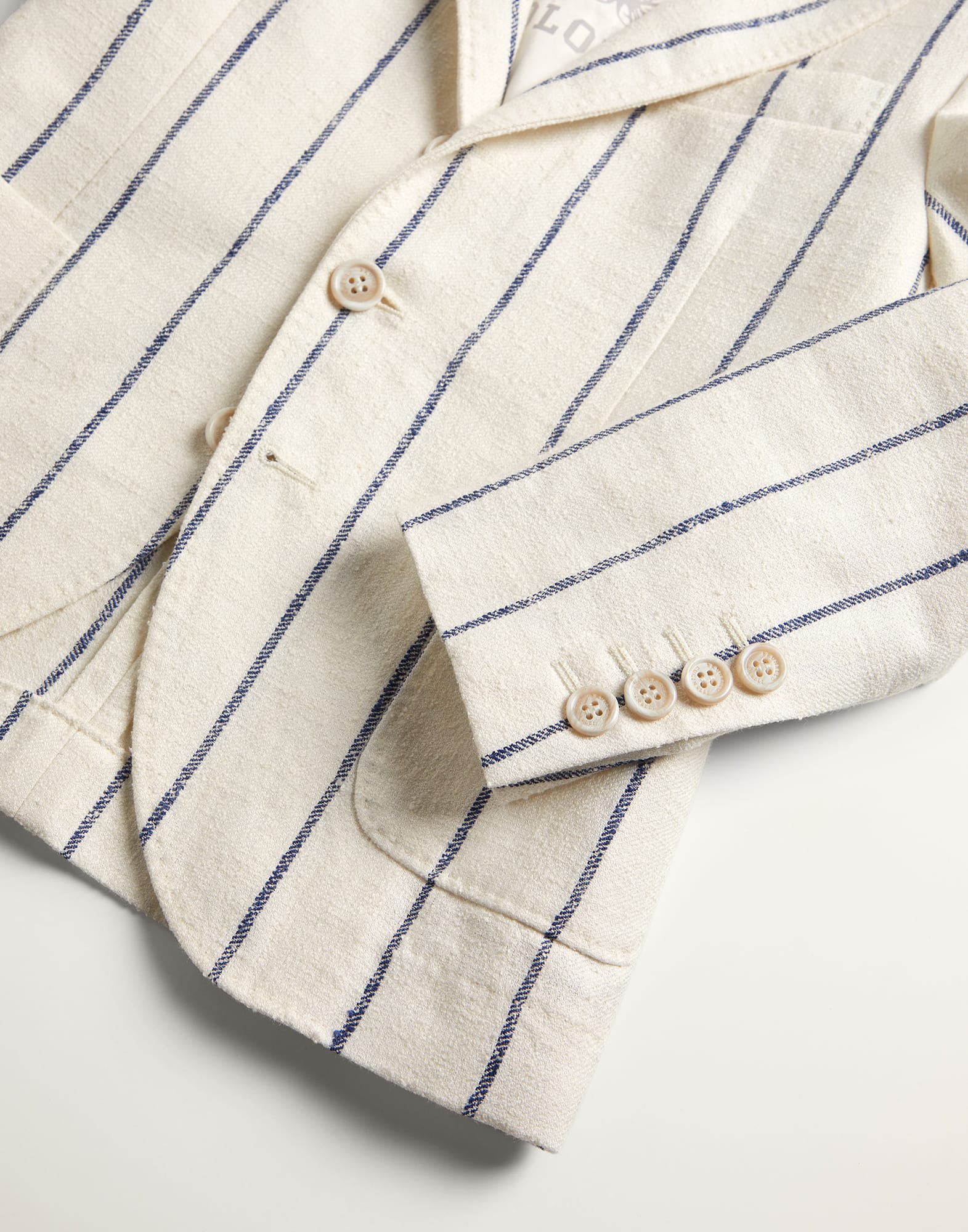Linen, wool and silk chalk stripe blazer