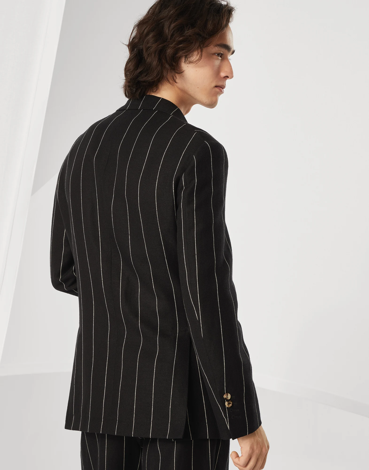 Diagonal twill unconstructed blazer