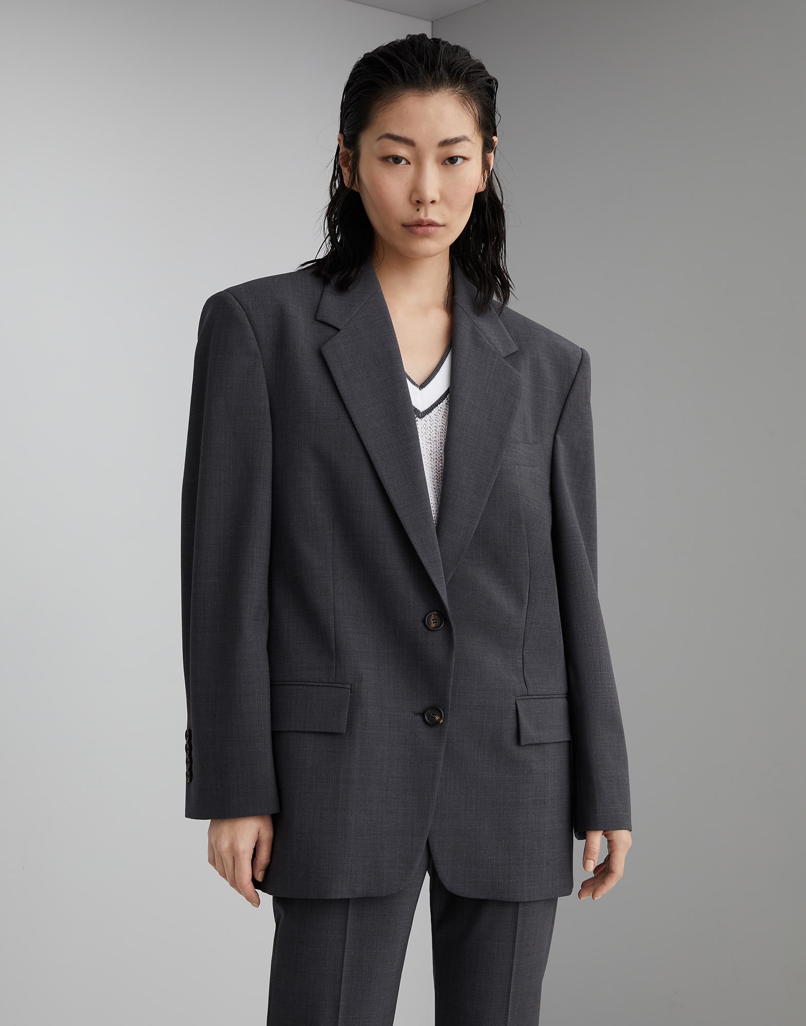 Tropical luxury wool blazer with monili