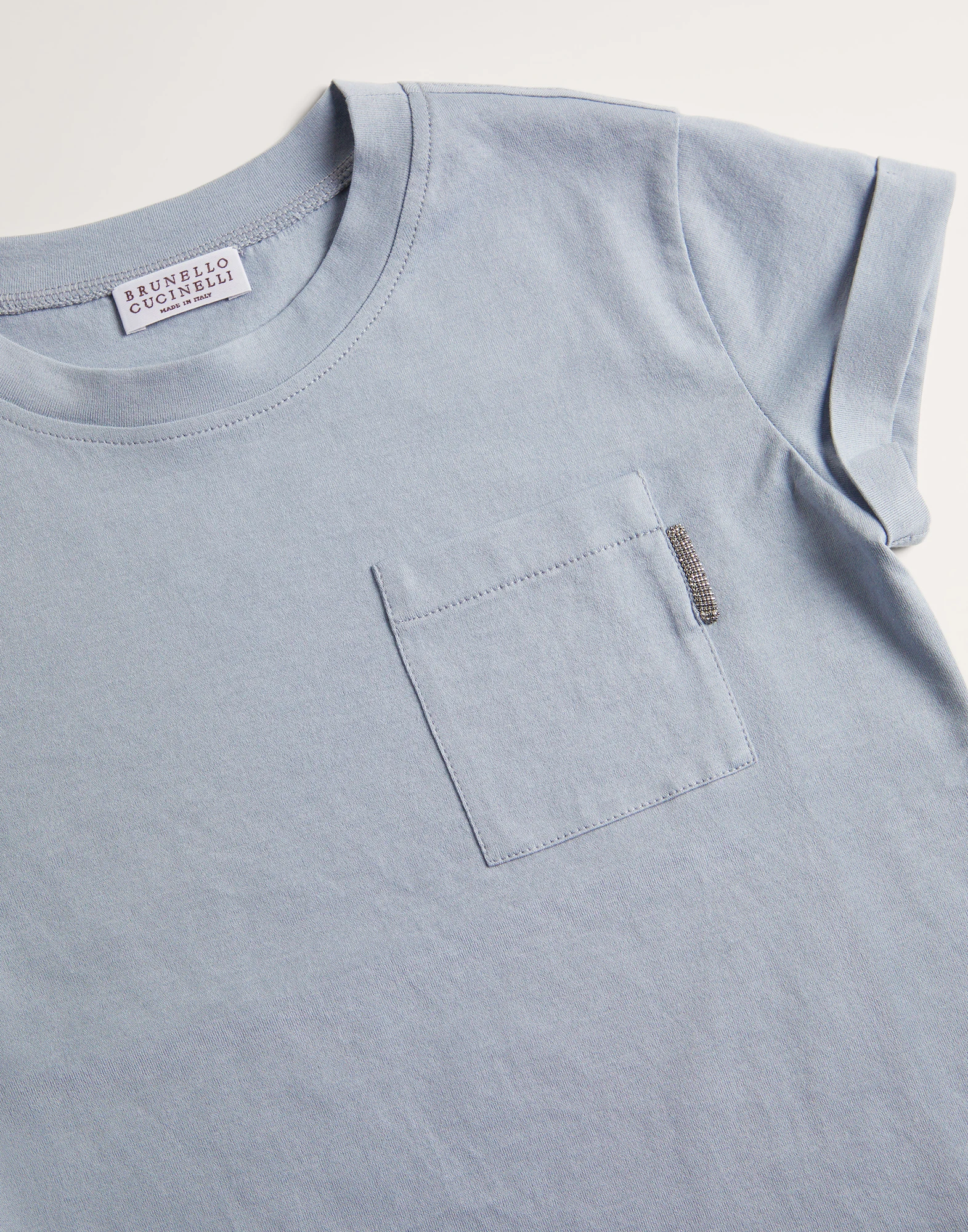 Cotton lightweight jersey T-shirt with monili