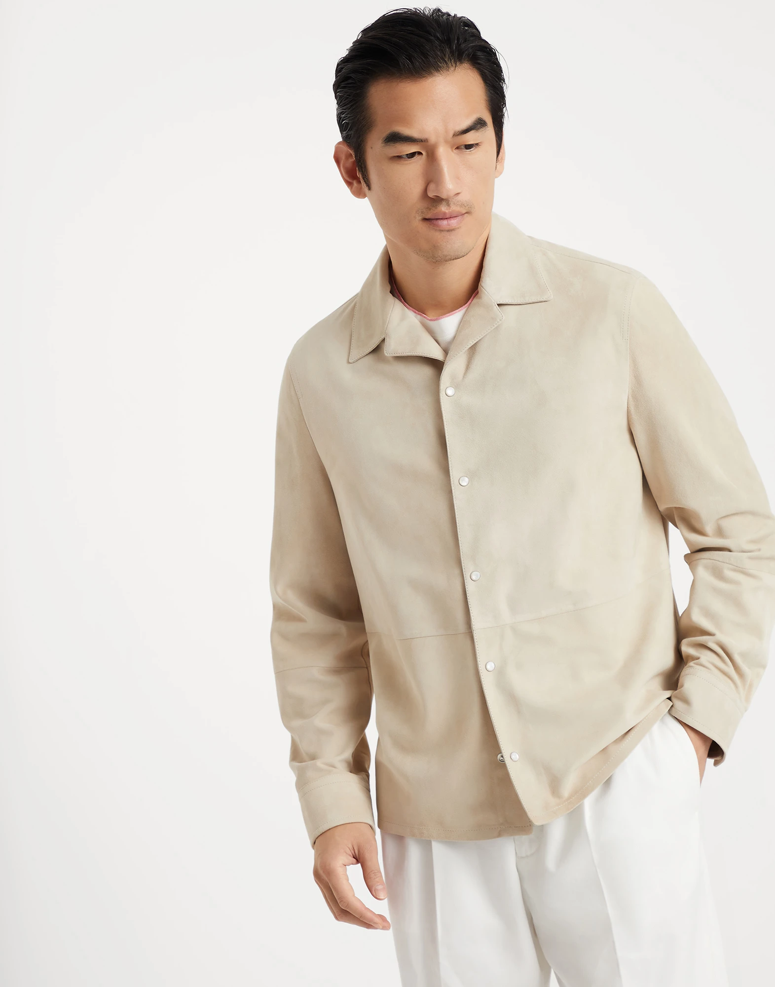 Lightweight suede overshirt