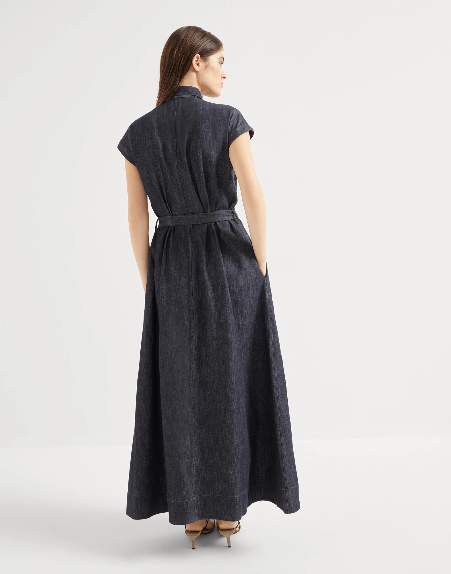Twill chemisier dress with monili