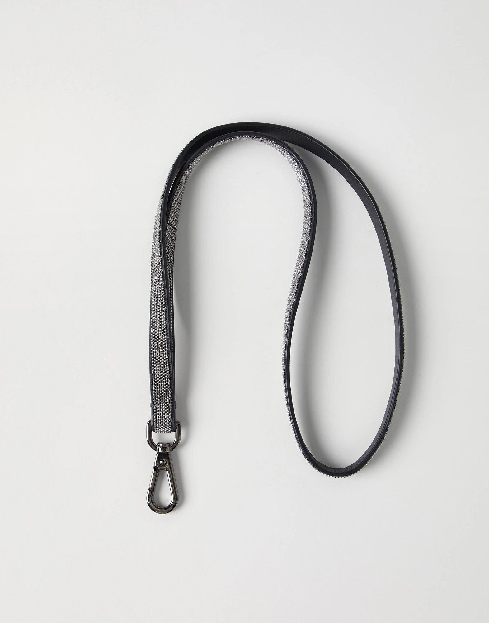 Matte calfskin long precious keychain