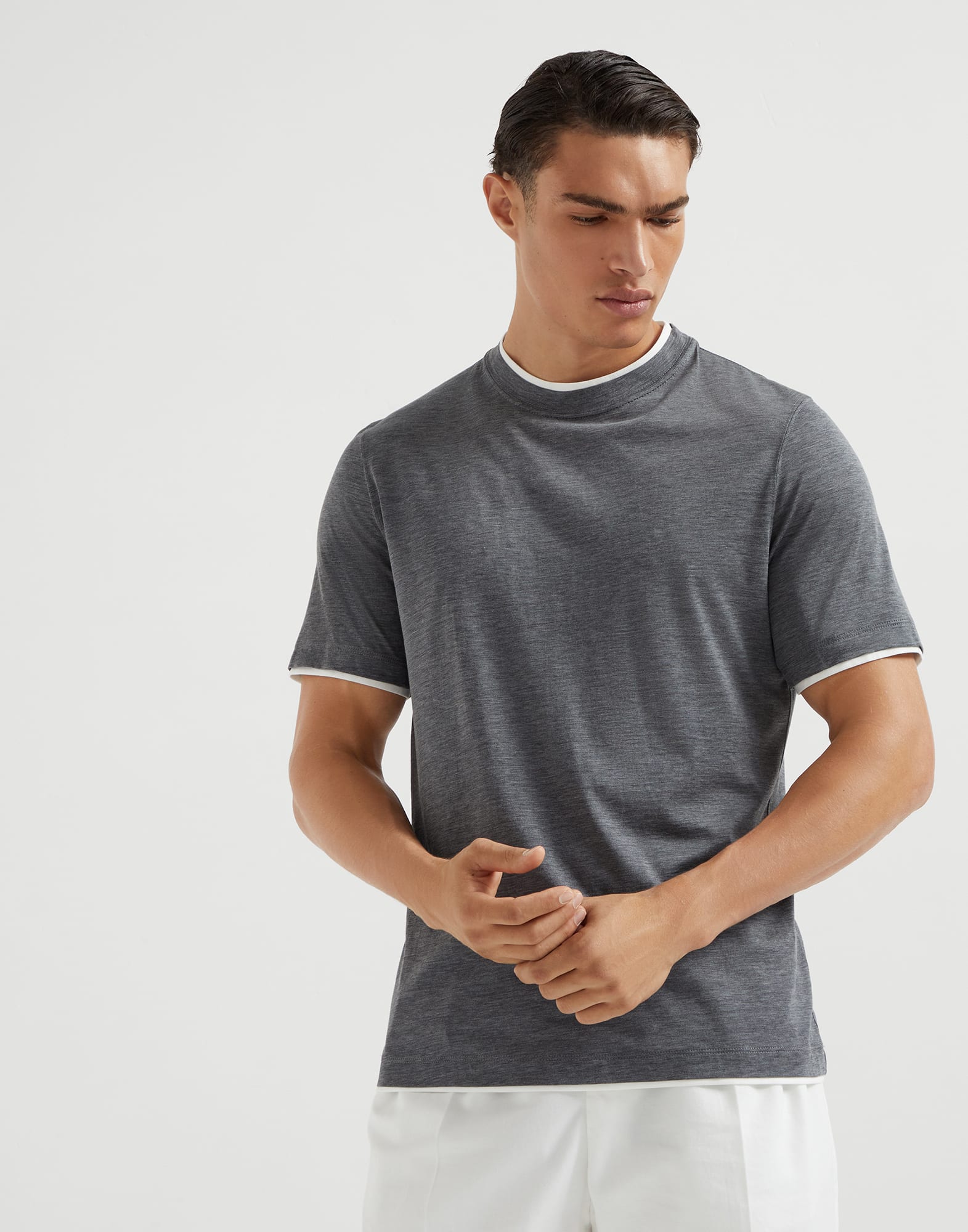 T-shirt with faux-layering