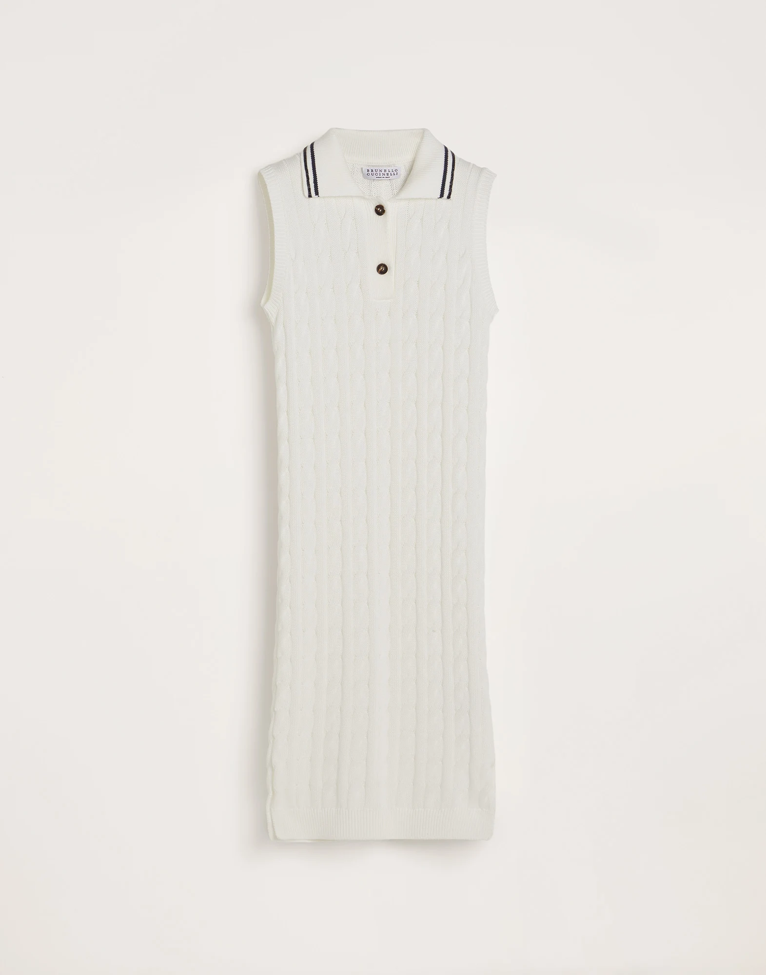 Cotton cable knit dress with monili