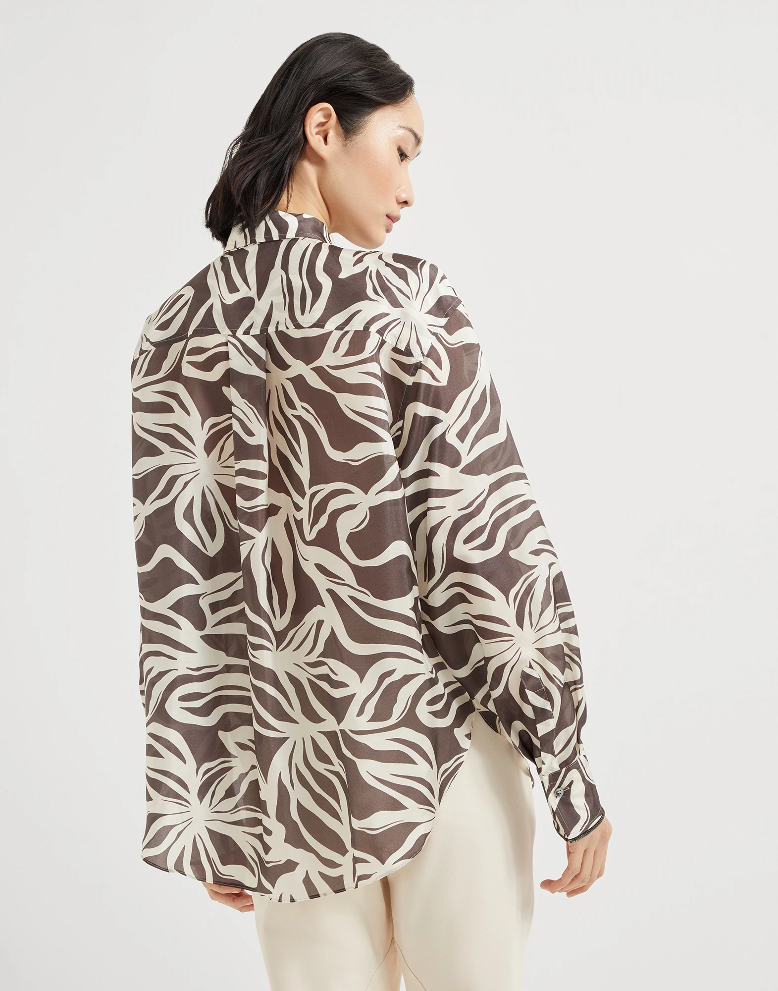 Pongee Flower Print shirt