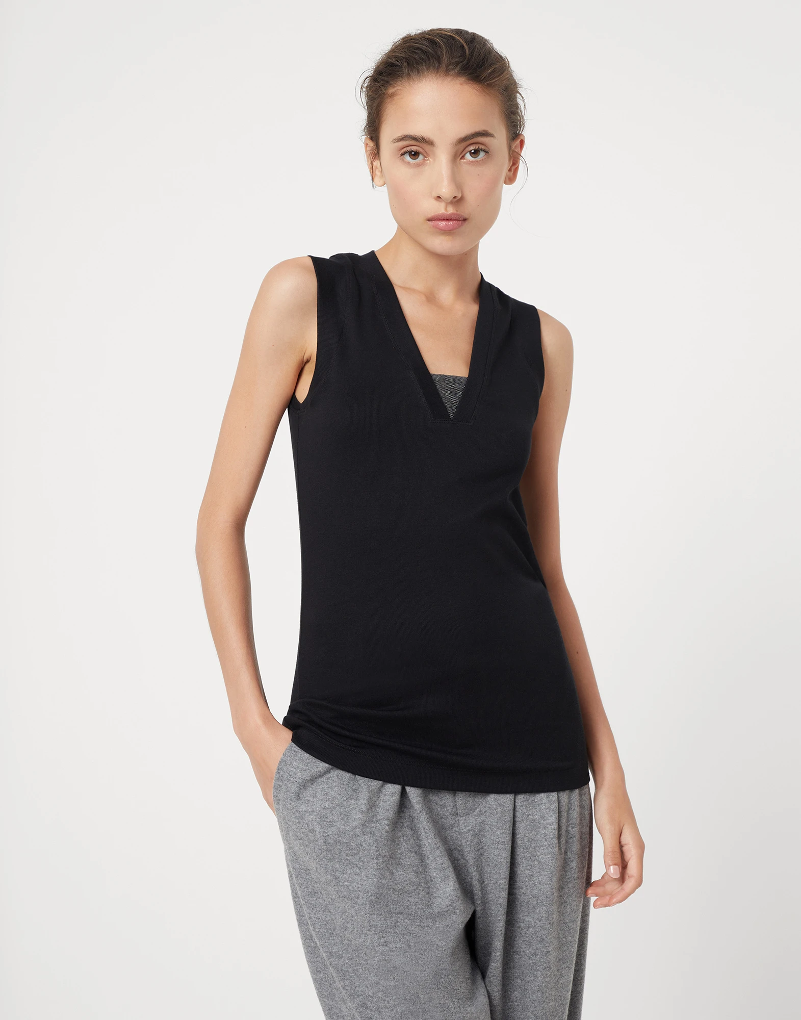 Ribbed jersey top