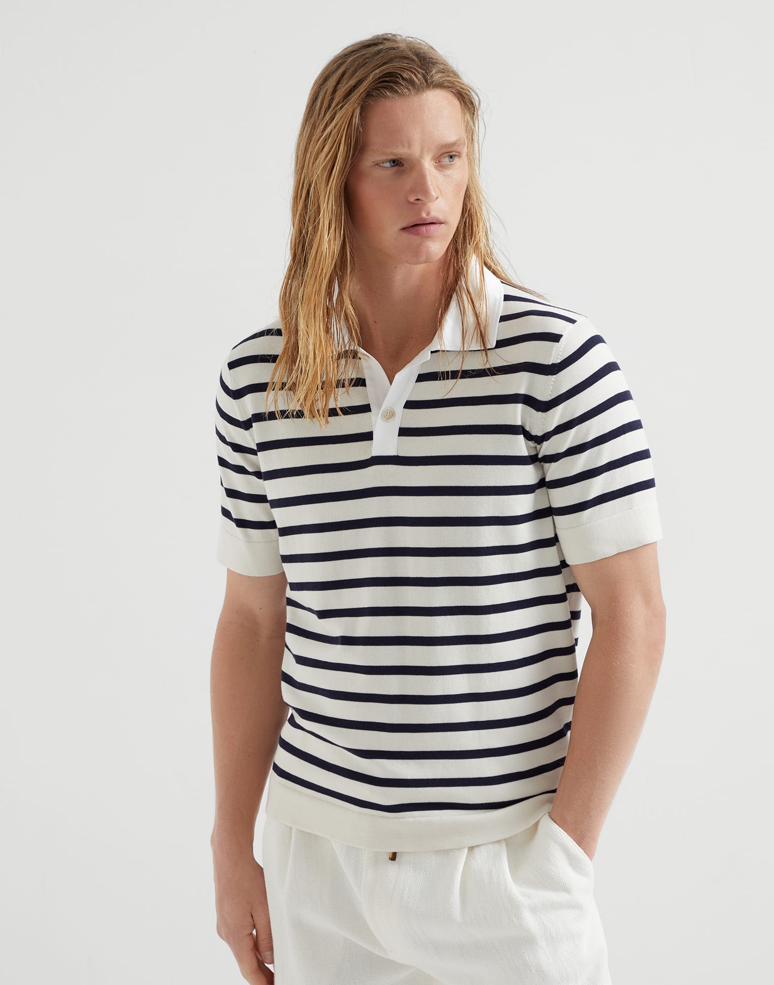 Knit polo shirt
