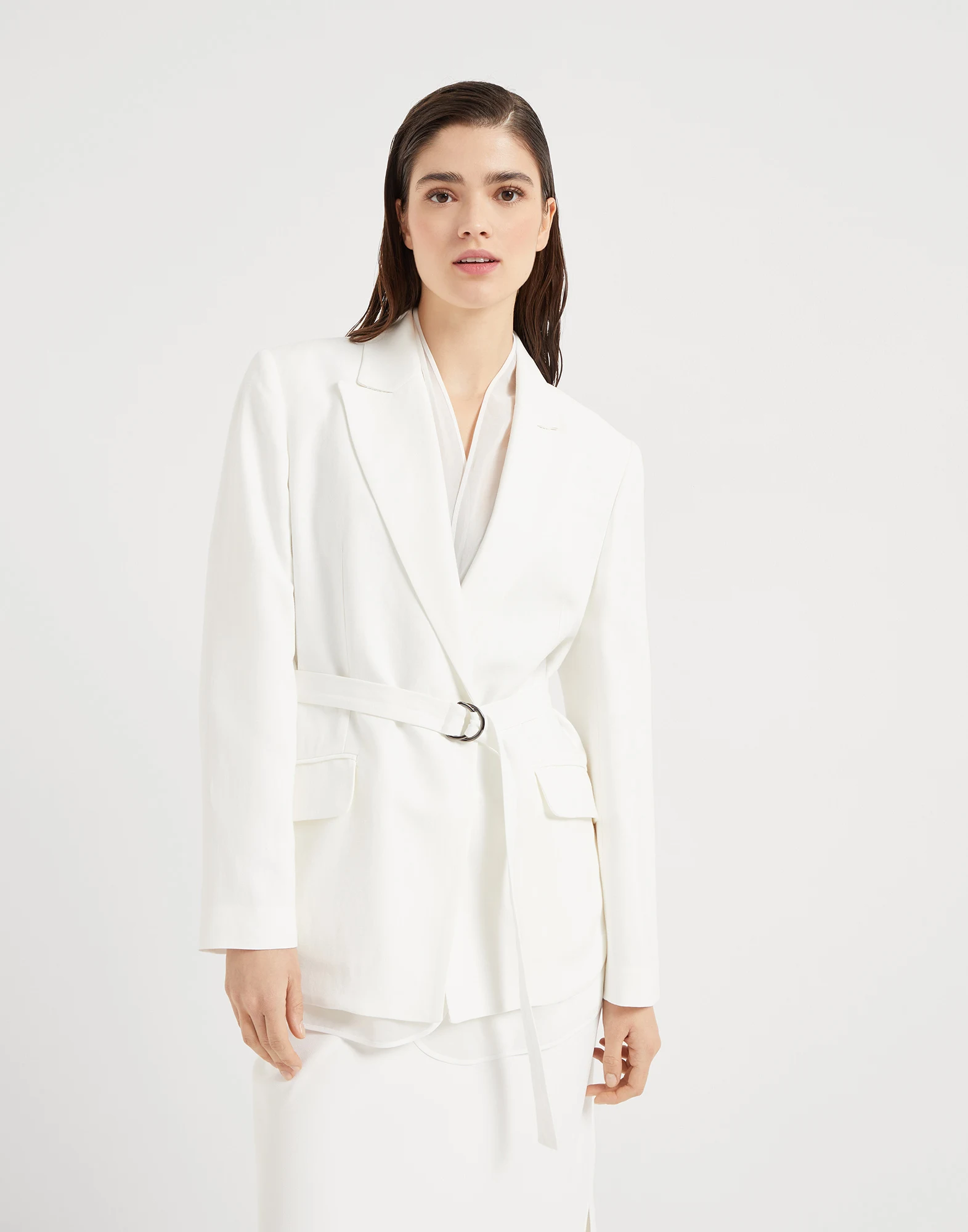 Twill blazer with monili