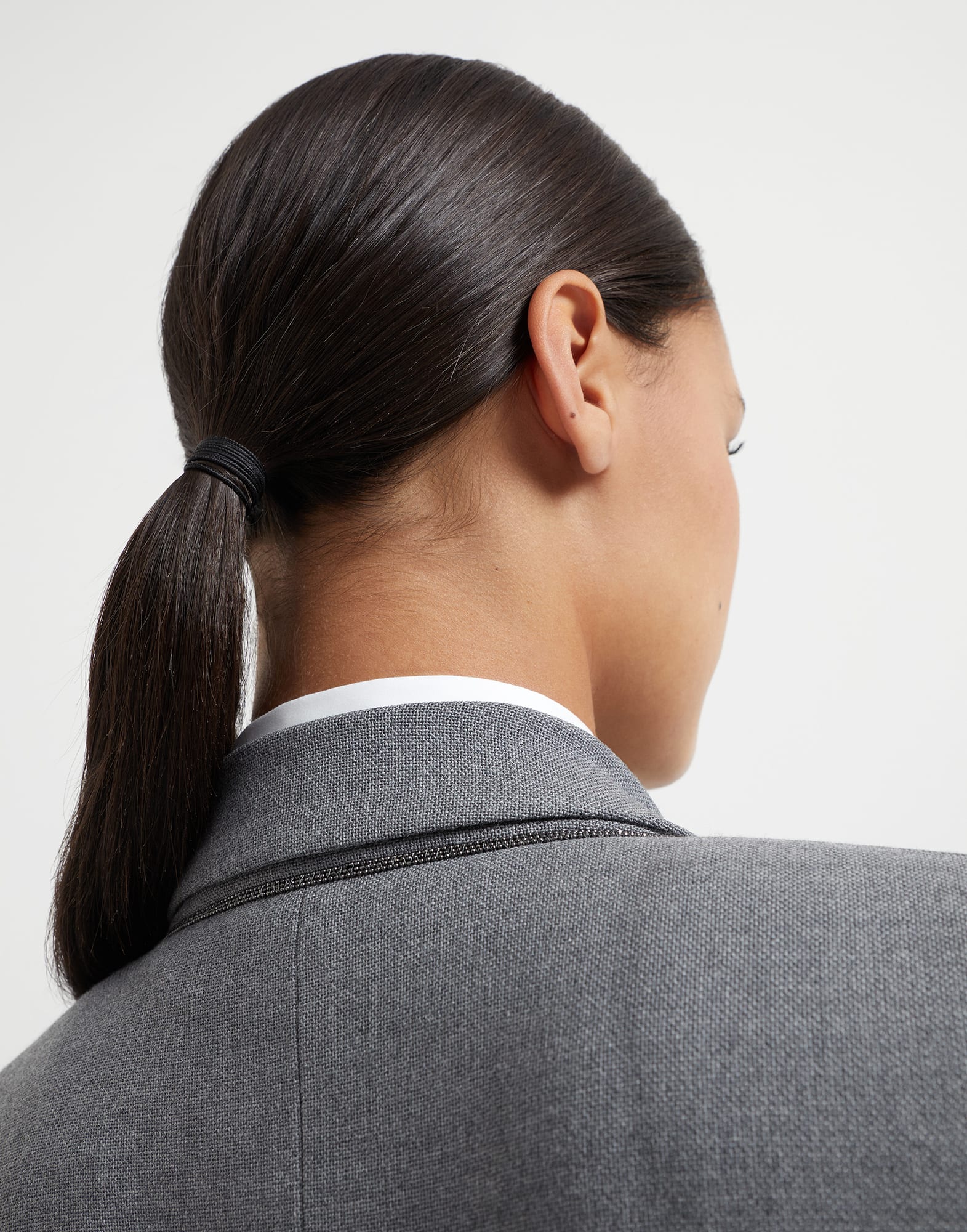 Virgin wool panama blazer with monili