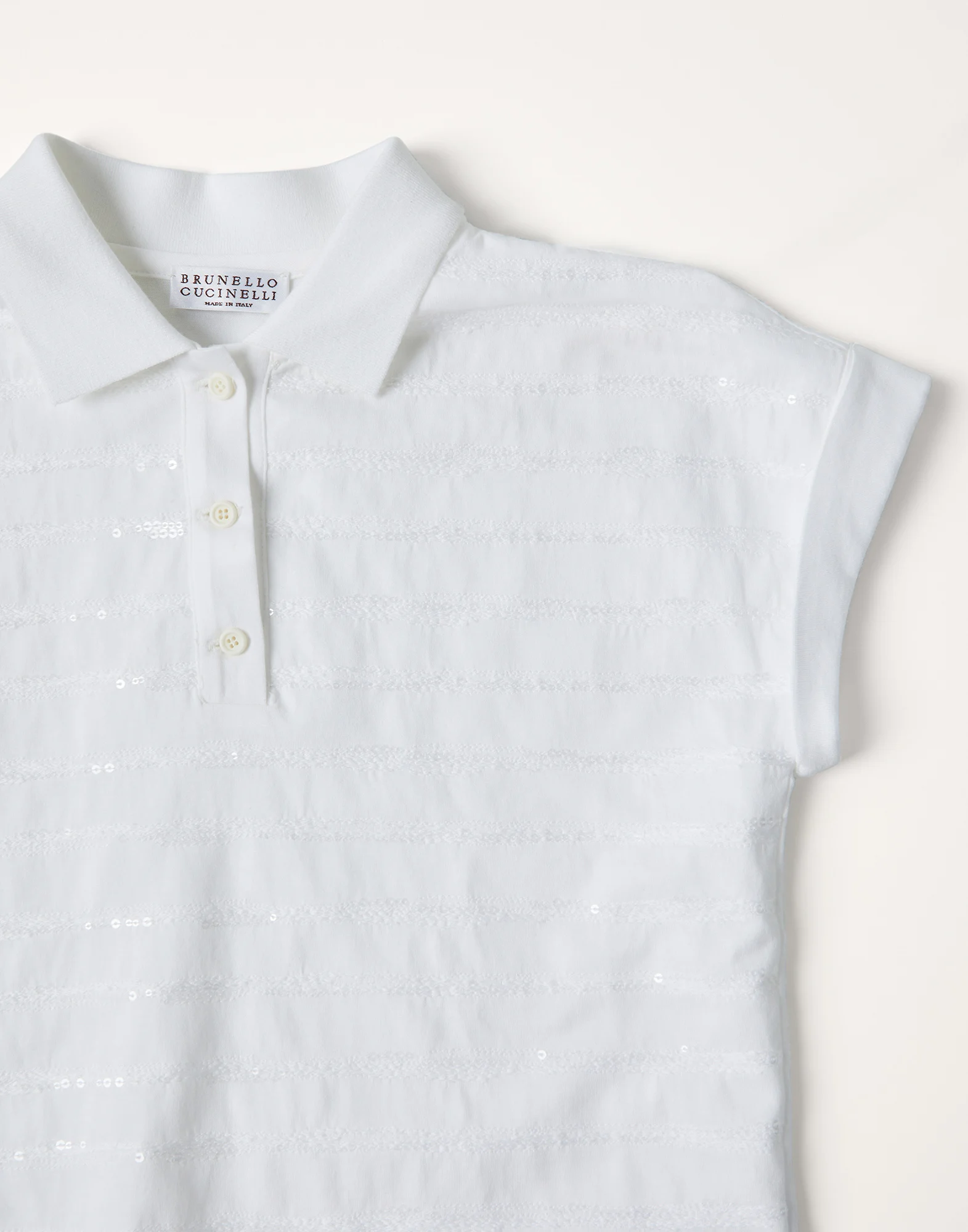 Cotton lightweight jersey polo shirt with dazzling brushstroke embroidery