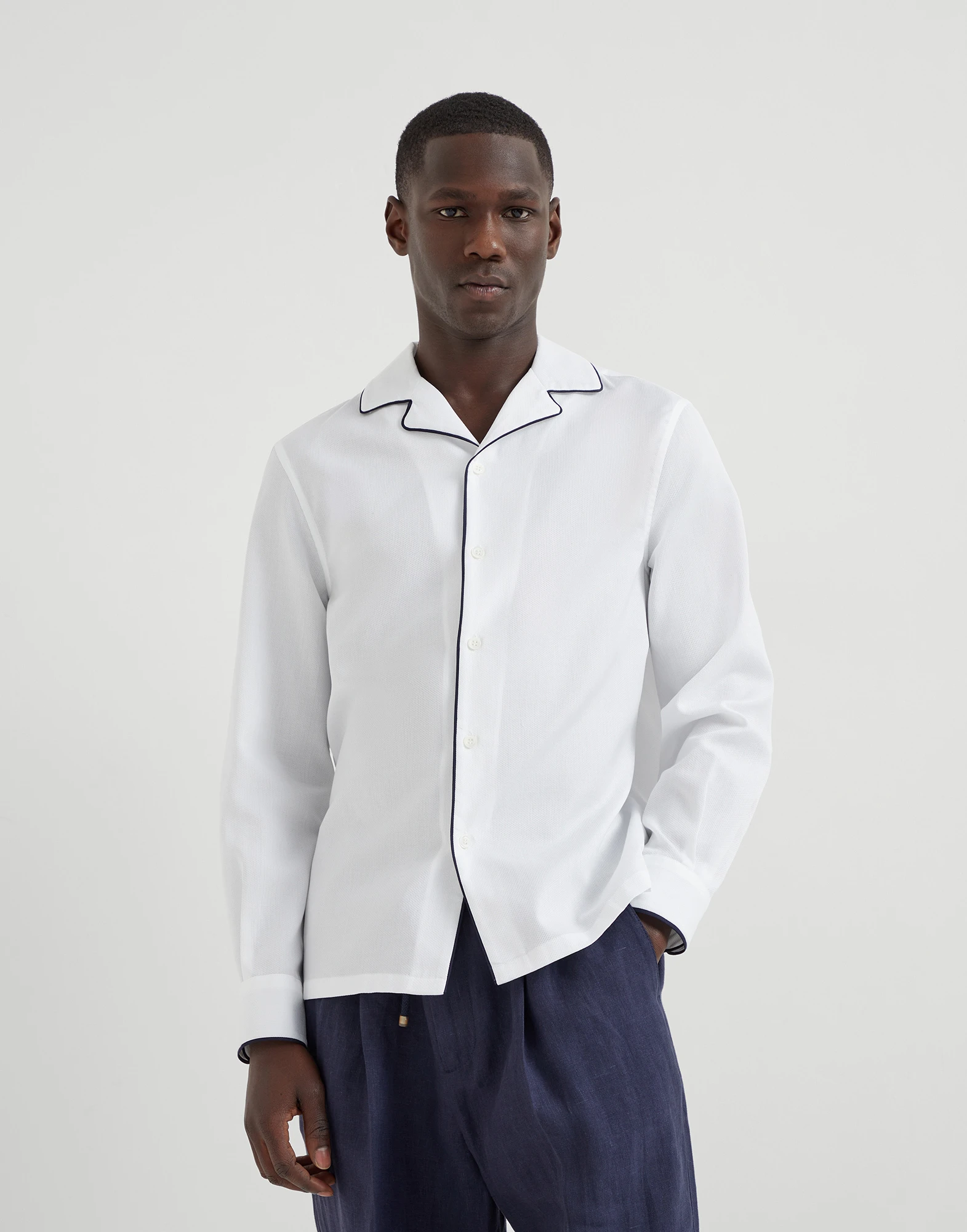 Shirt with camp collar
