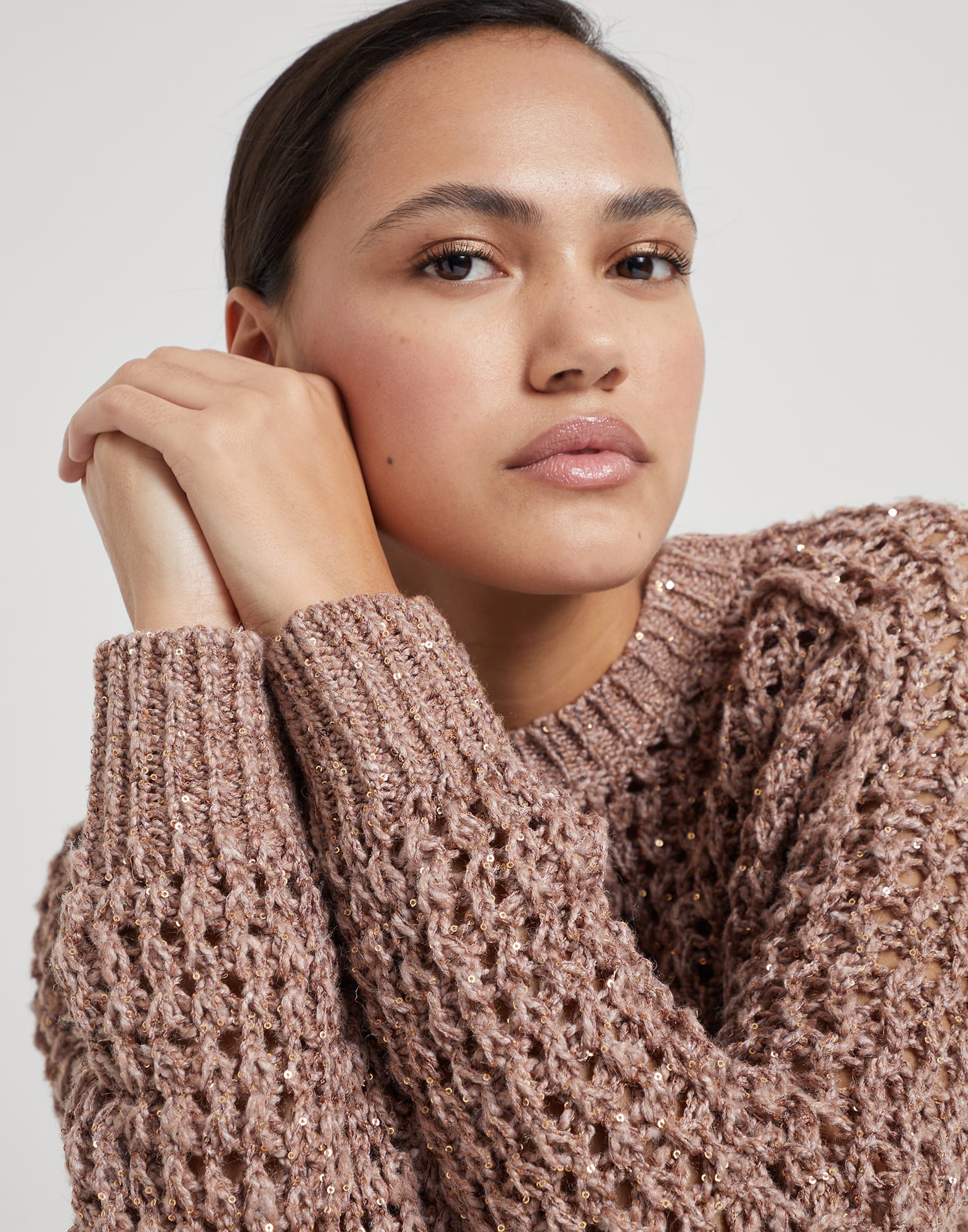 Silk and linen rustic dazzling net sweater