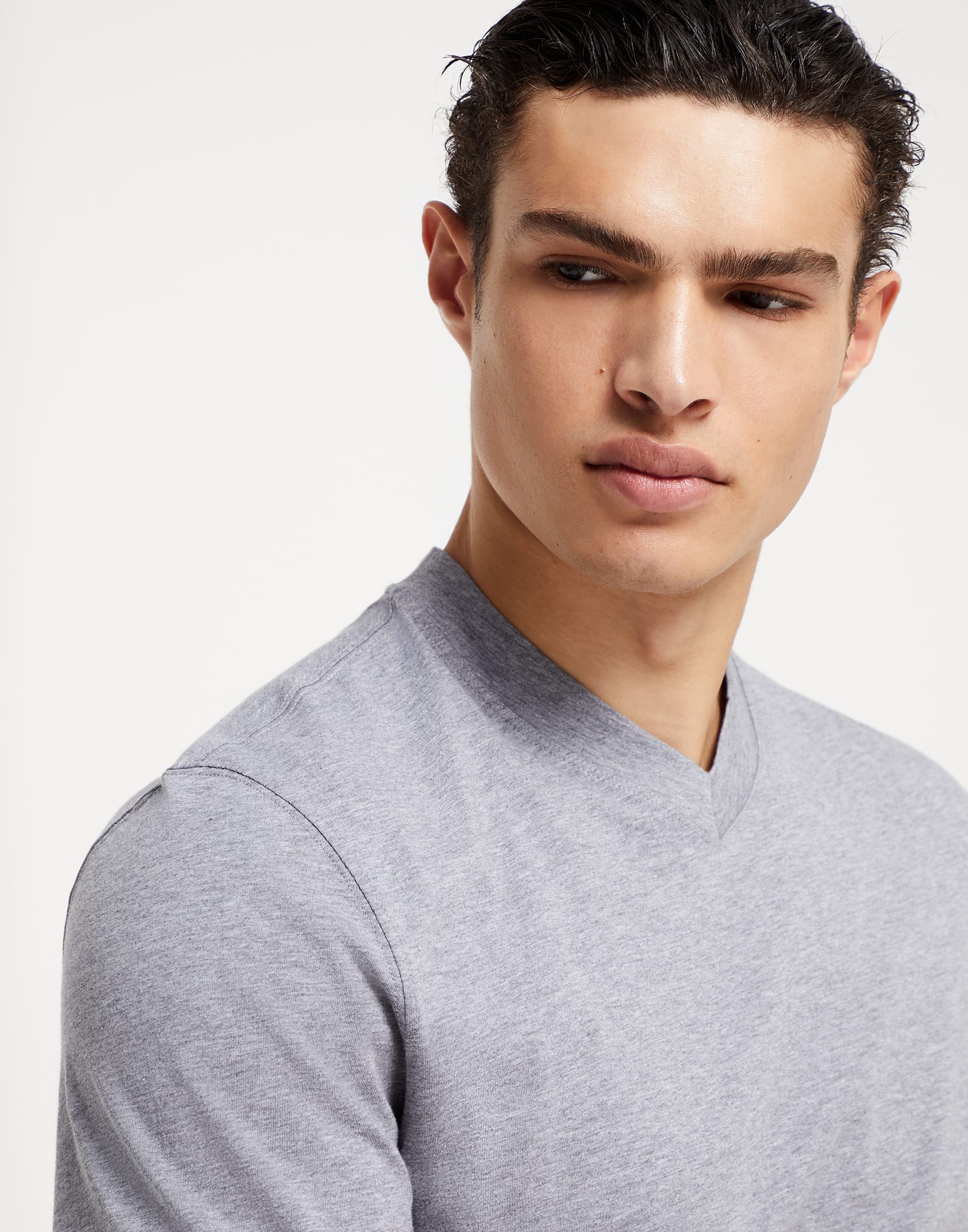 Cotton jersey V-neck T-shirt