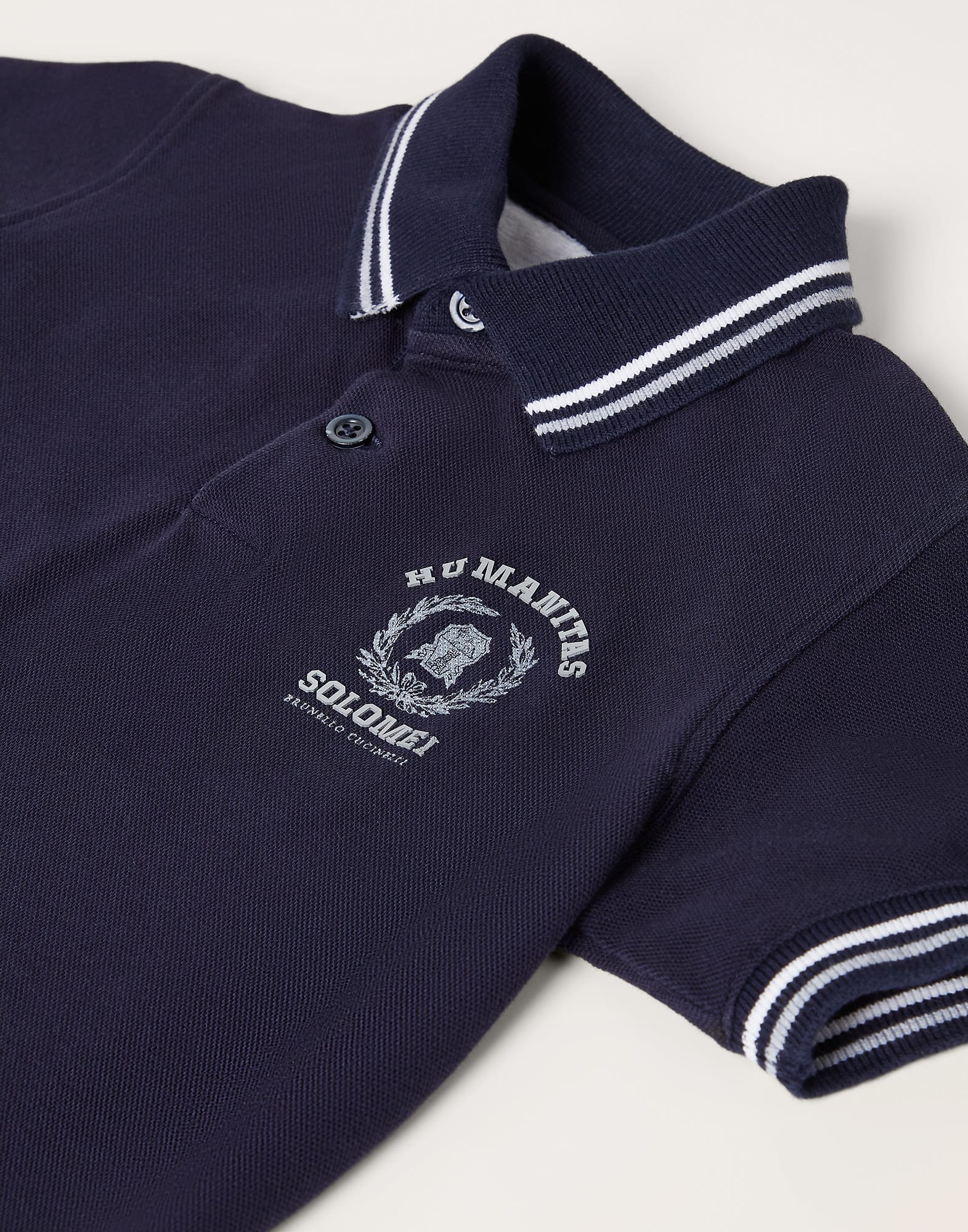 Cotton pique polo shirt with print