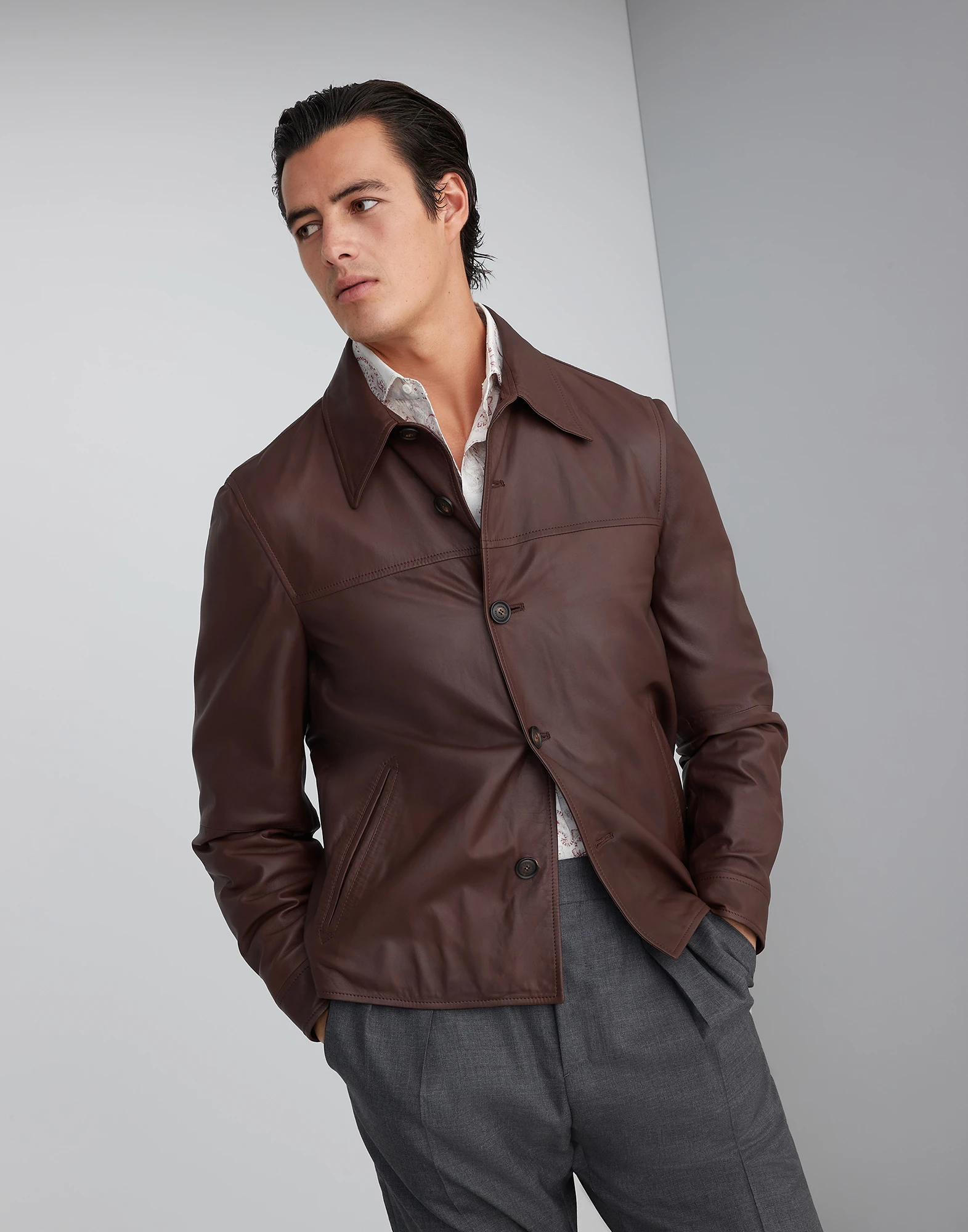 Nappa leather overshirt