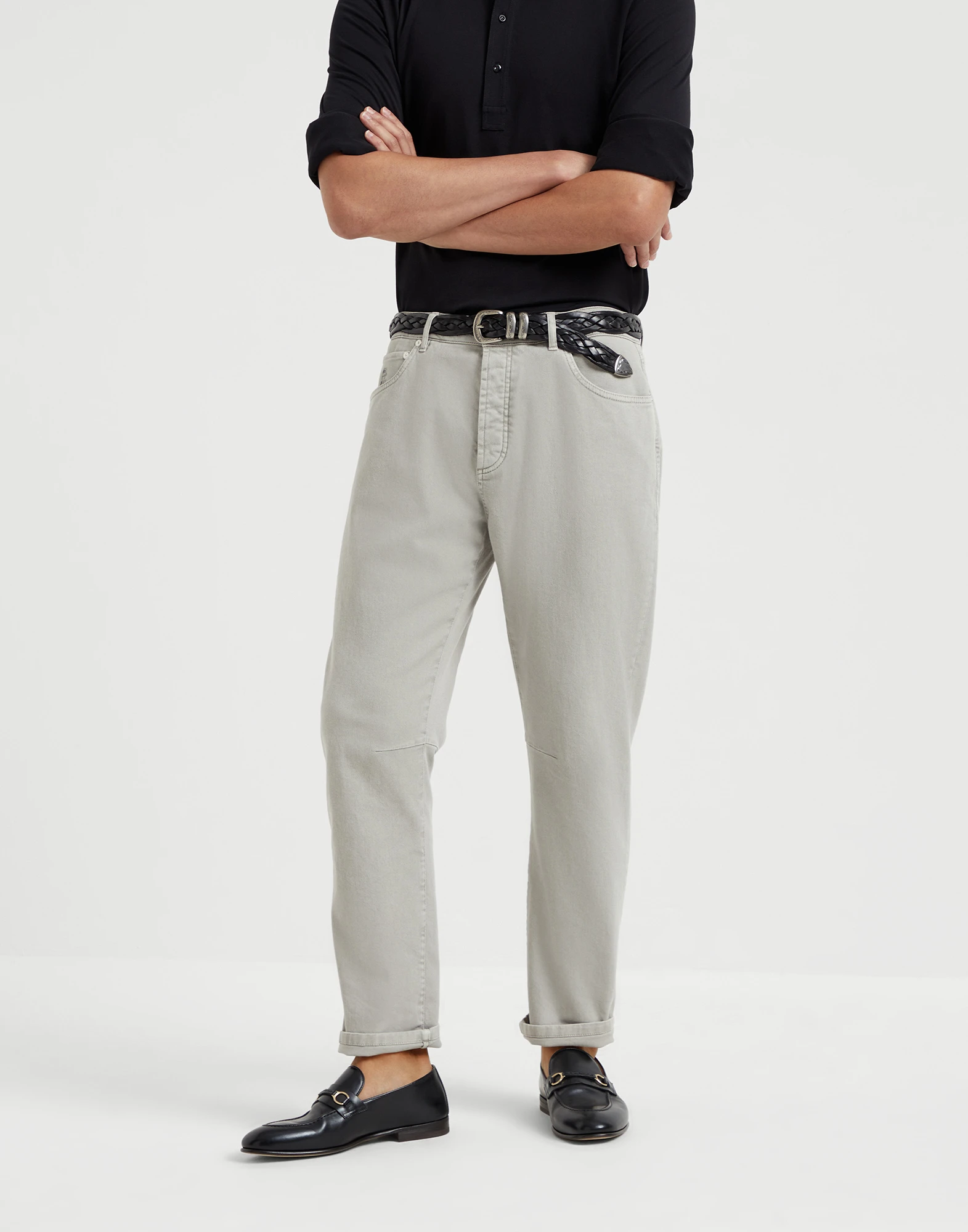 Dyed denim trousers