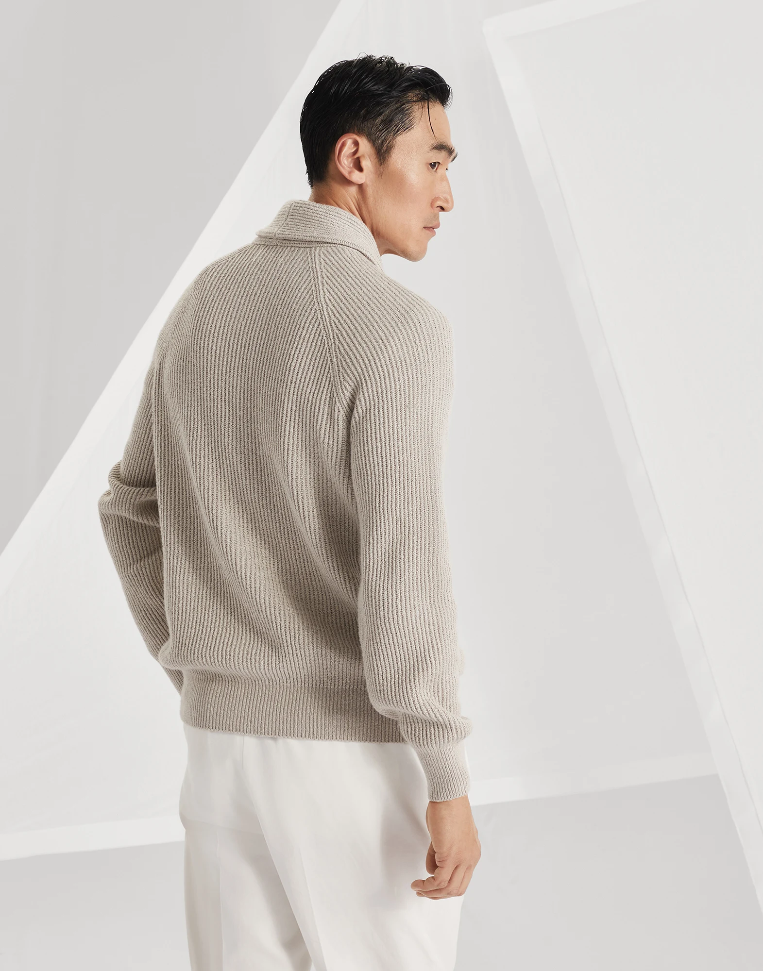English rib knit cardigan