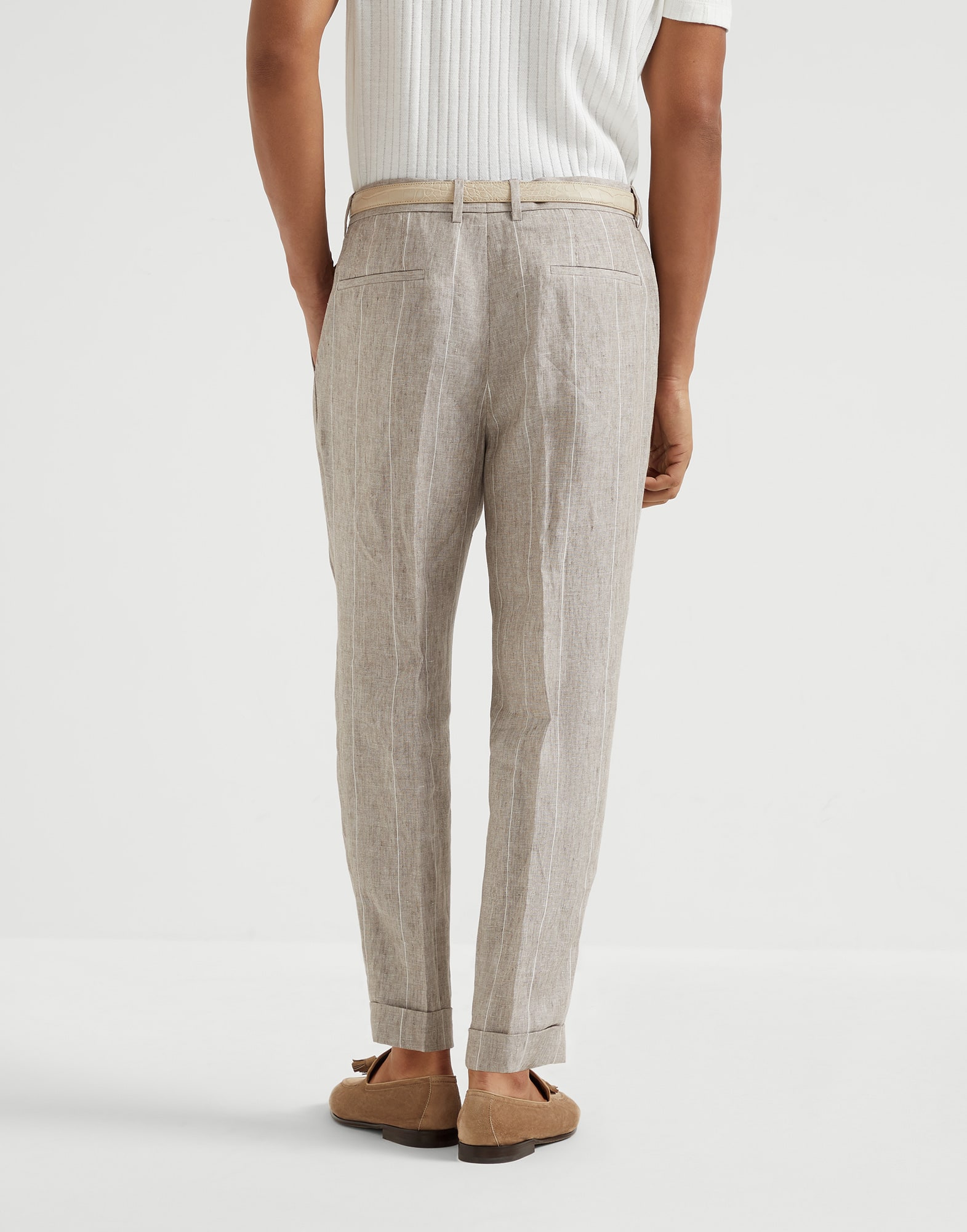 Wide chalk stripe trousers