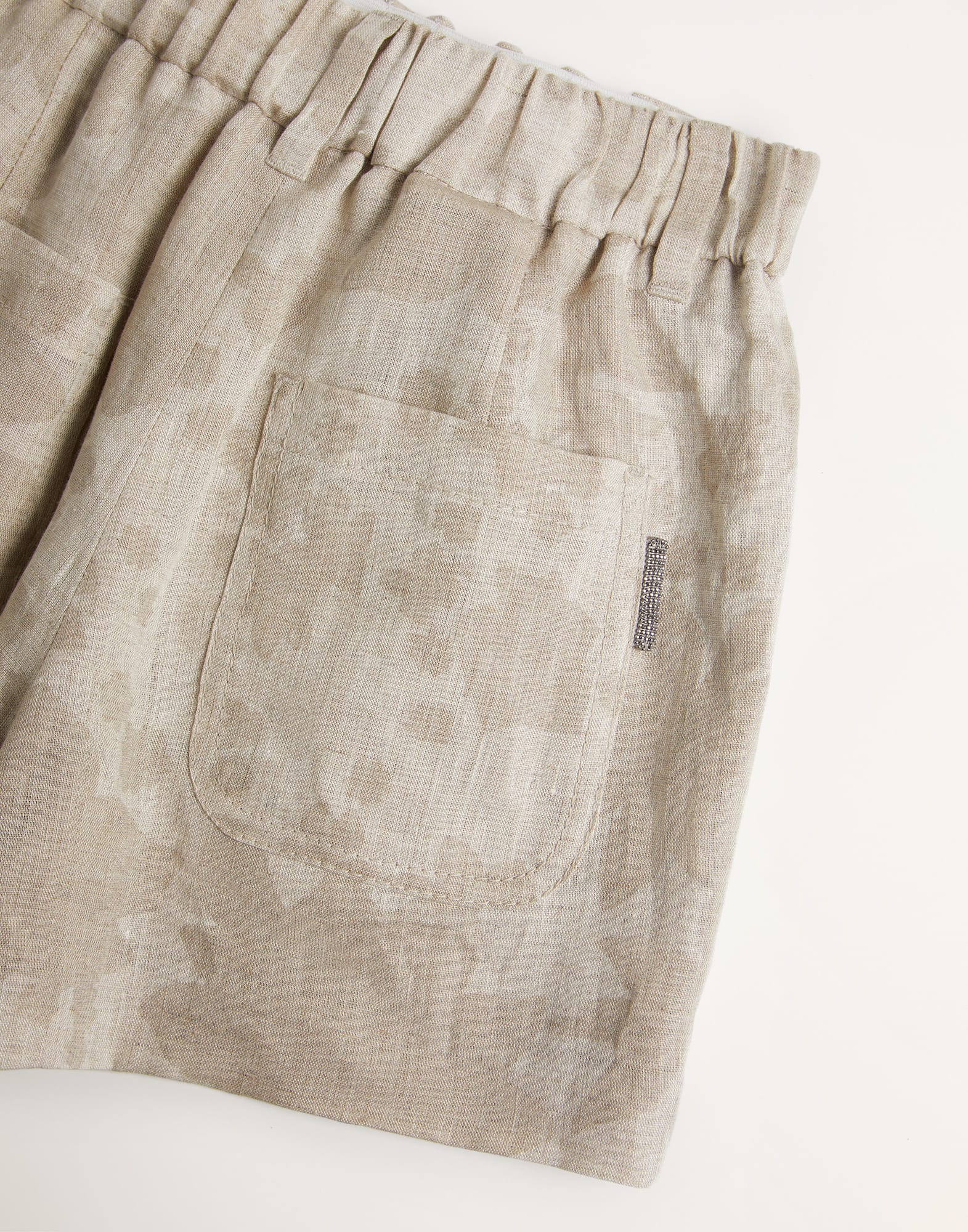 Flower print lessive linen shorts with monili