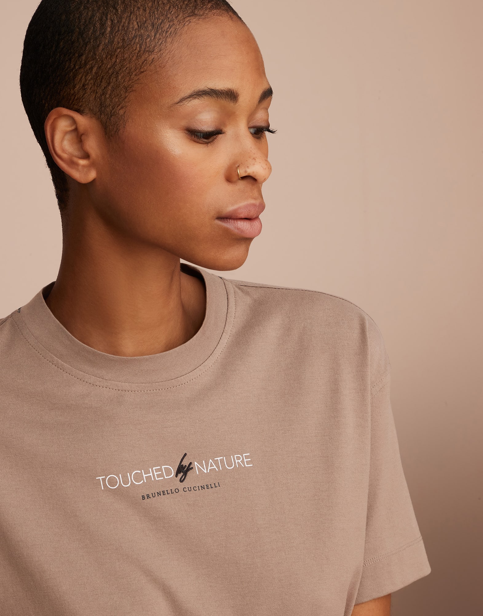 Nature T-shirt in cotton lightweight jersey with monili