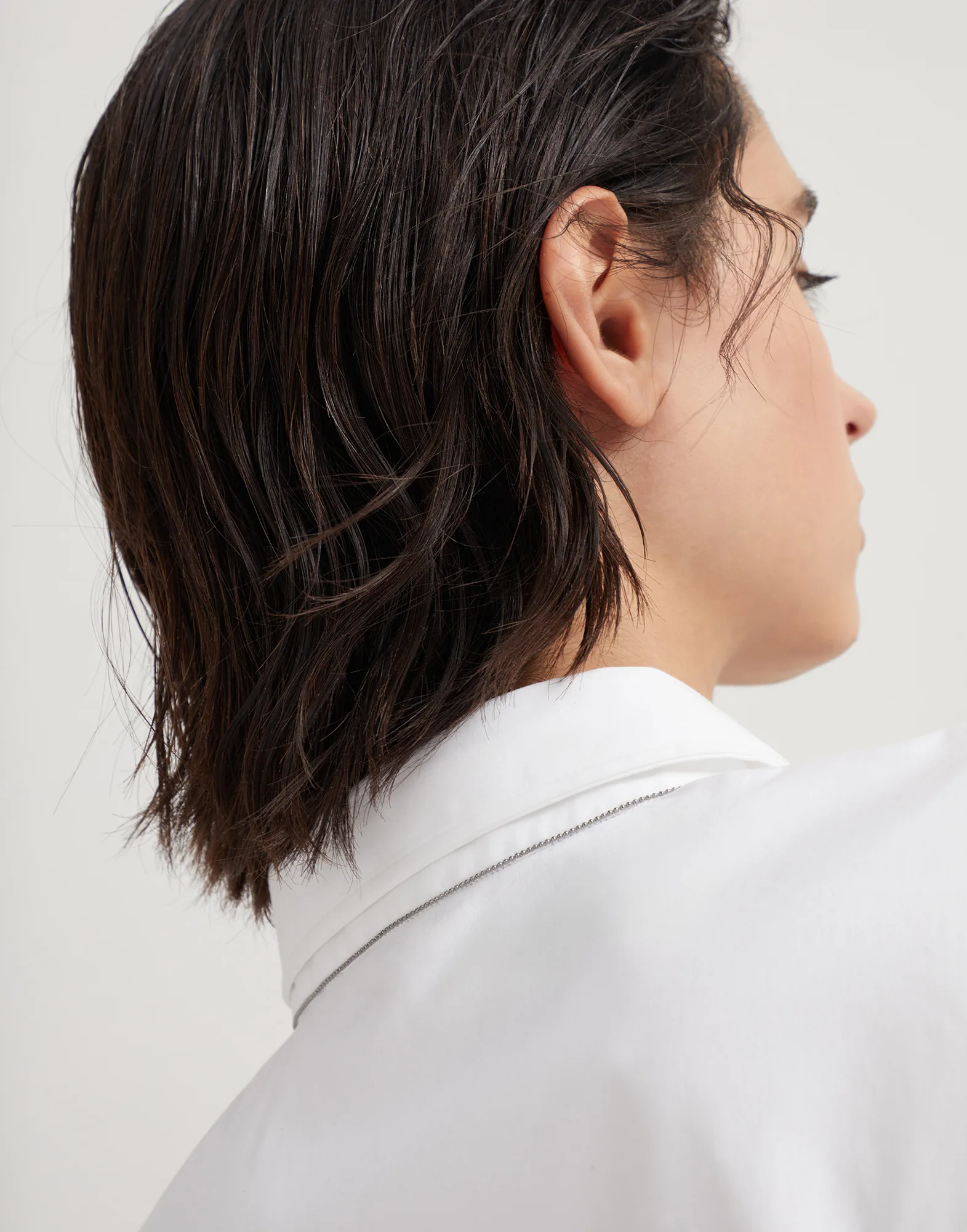 Stretch cotton poplin shirt with monili