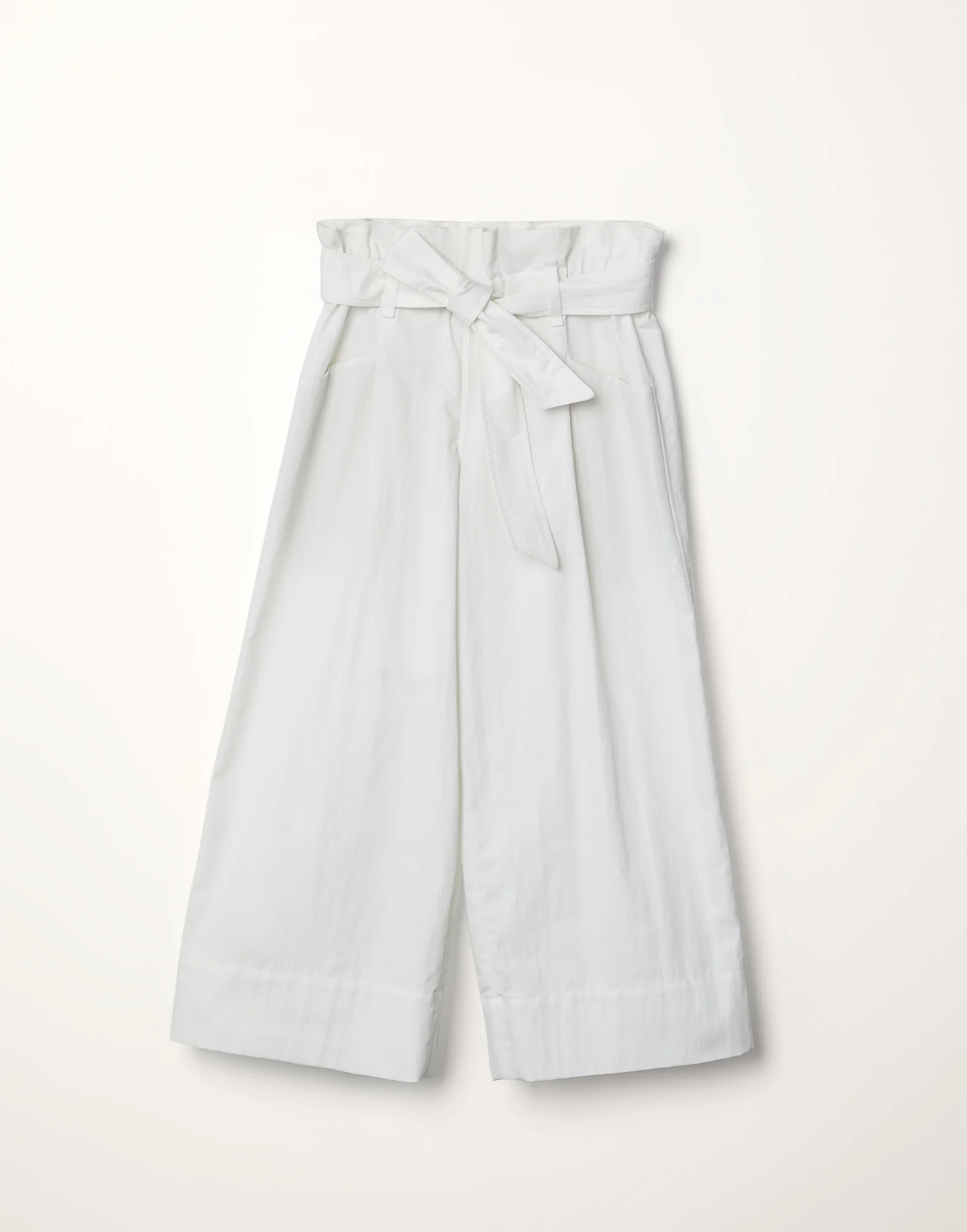 Crispy cotton gabardine A-line trousers with monili