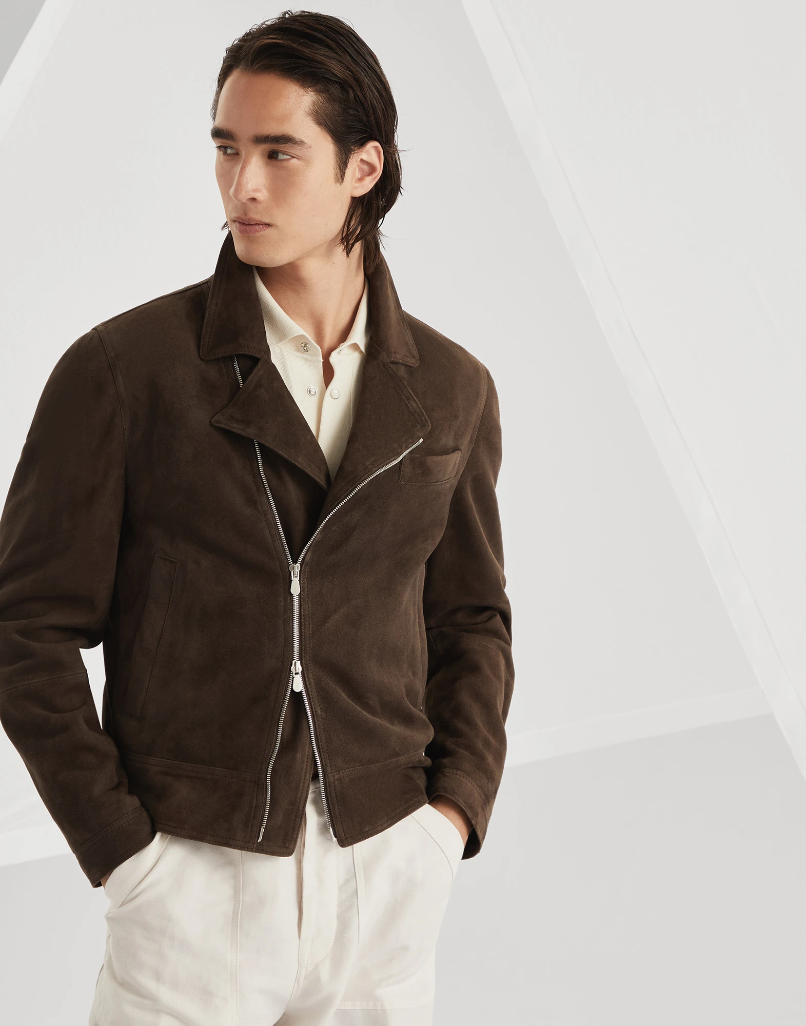 Suede biker jacket