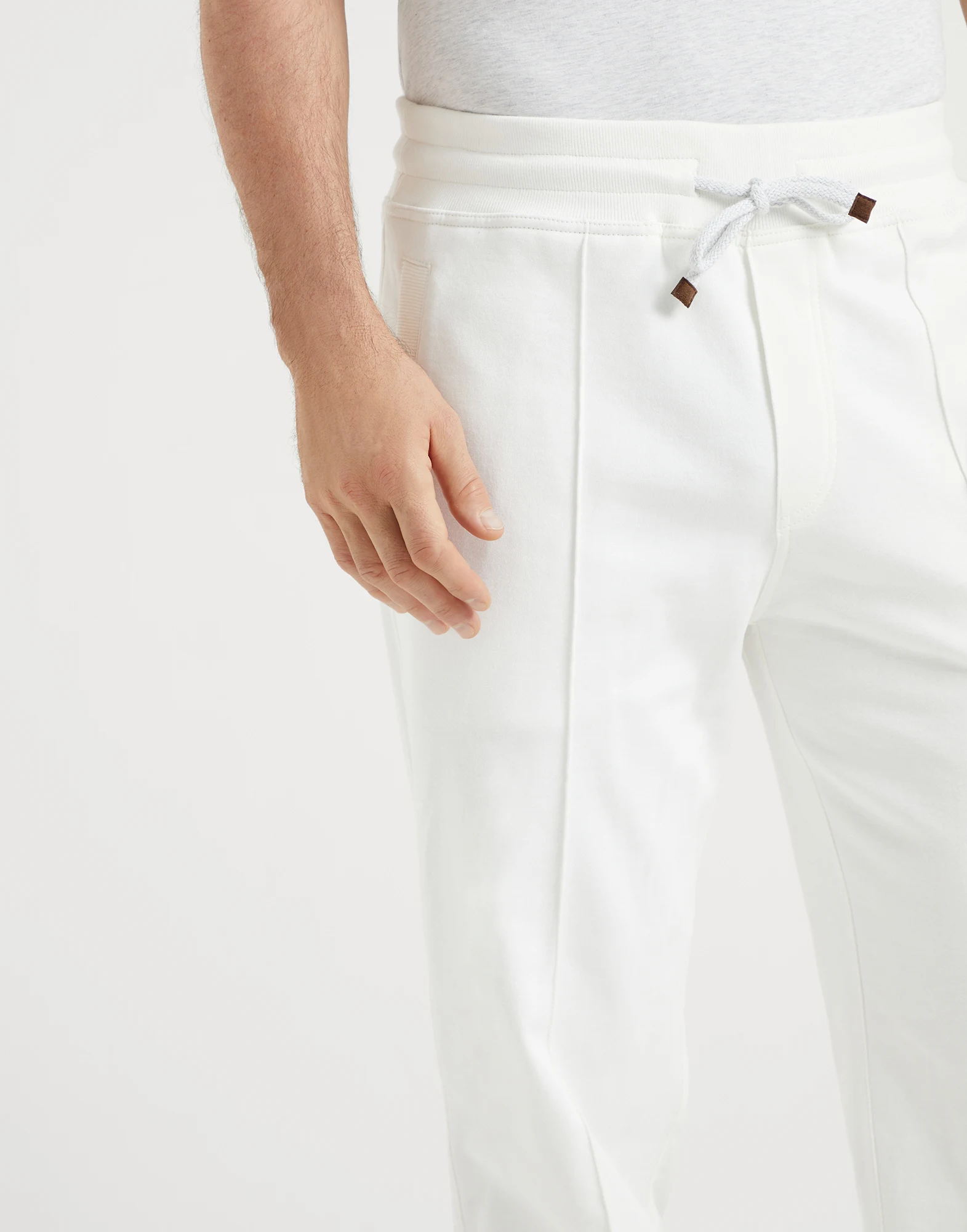 Cotton French terry trousers with Crte detail and elasticated cuffs