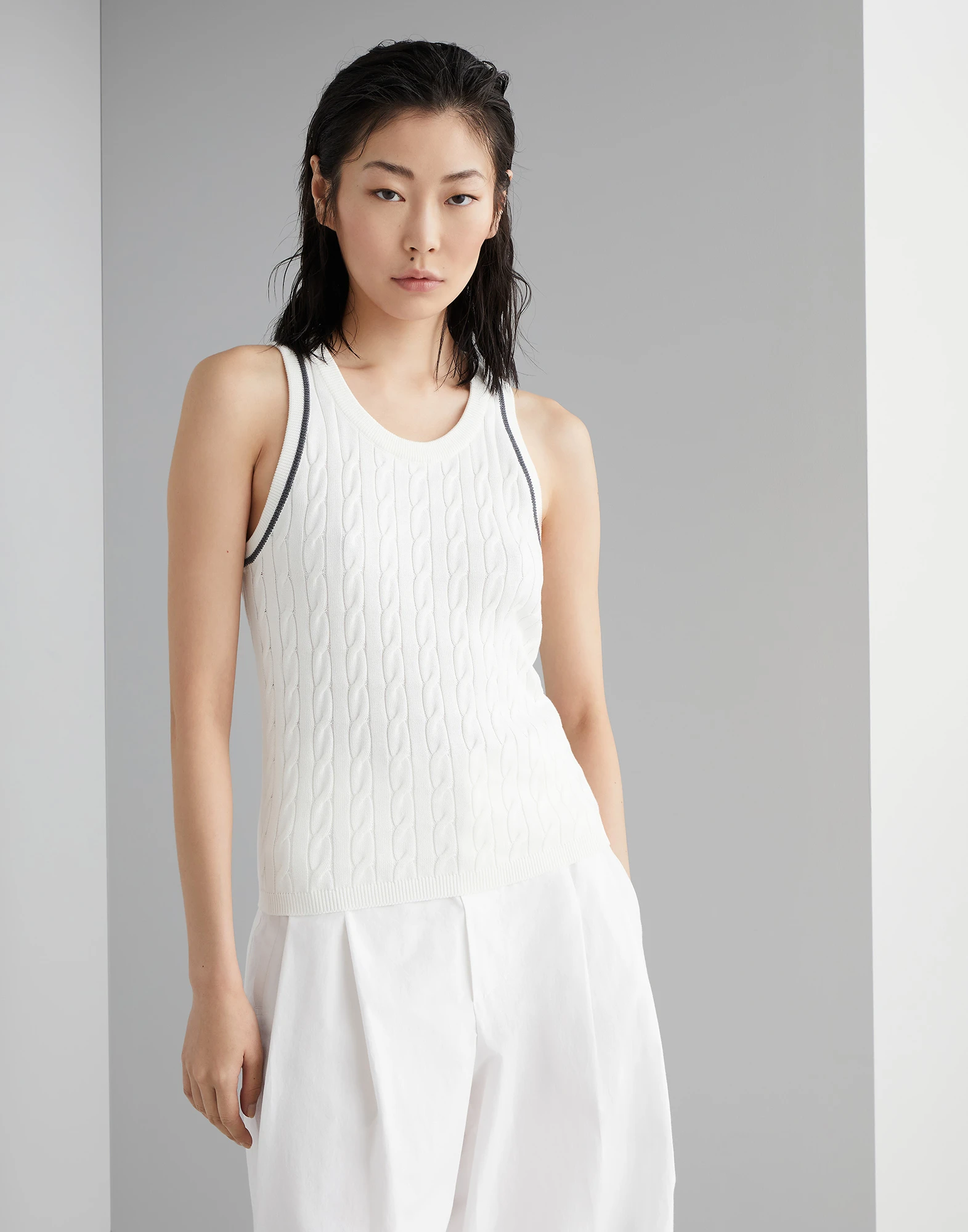 Cotton cable knit top