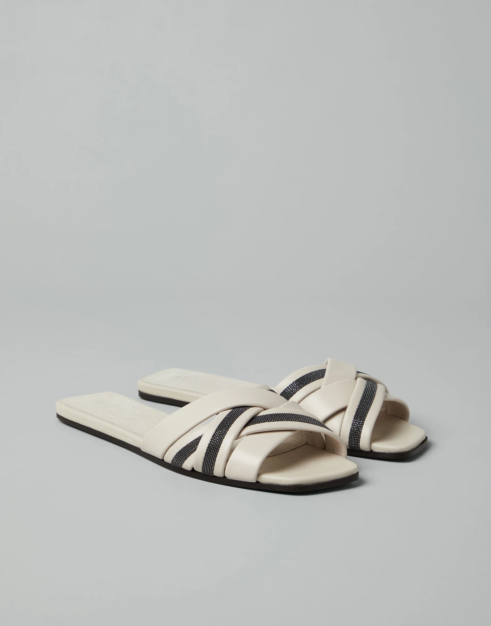 Nappa leather slides with monili