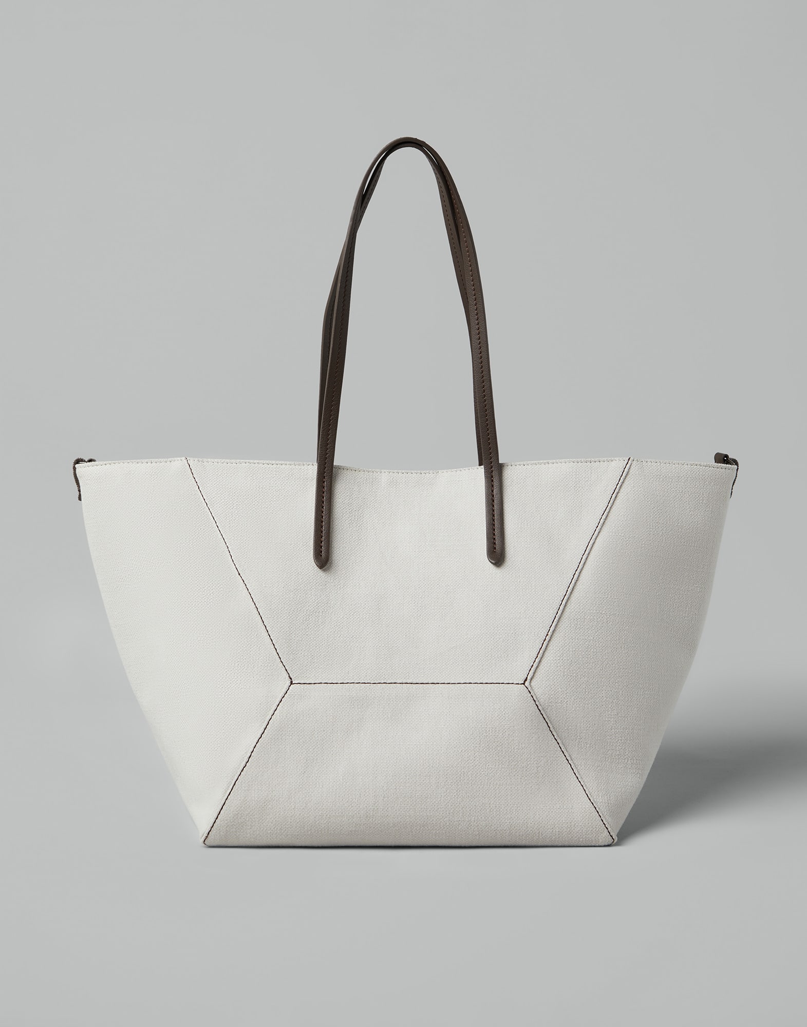 Cotton and linen canvas shopper bag with monili