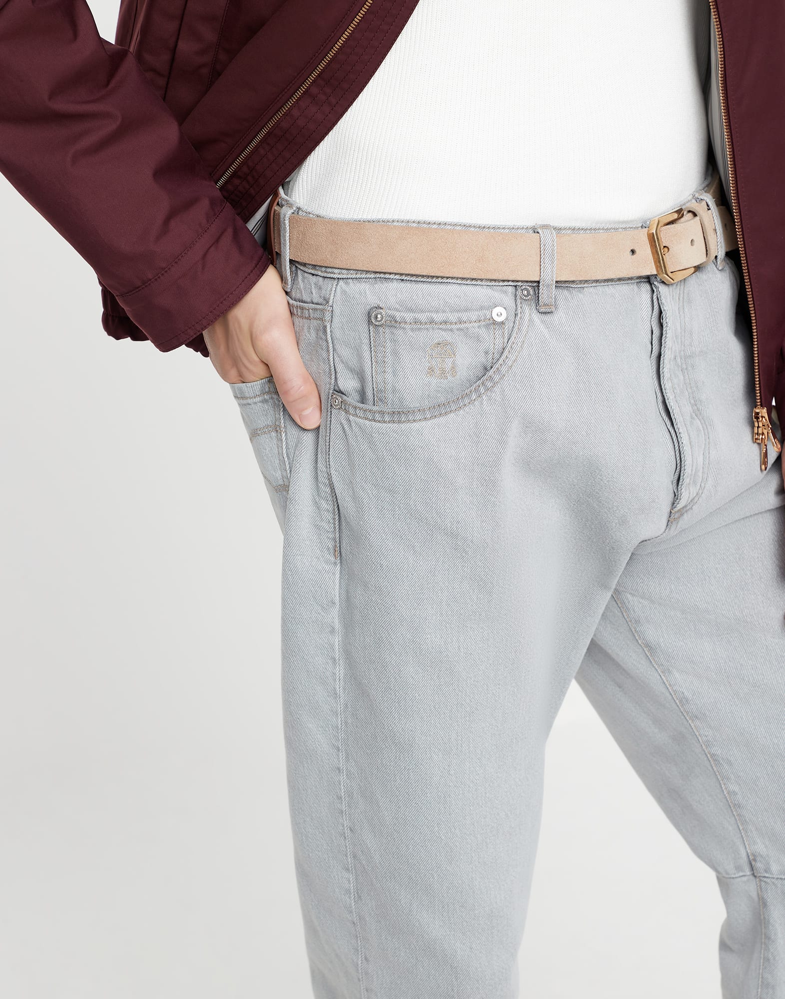 Grayscale denim leisure fit five-pocket trousers