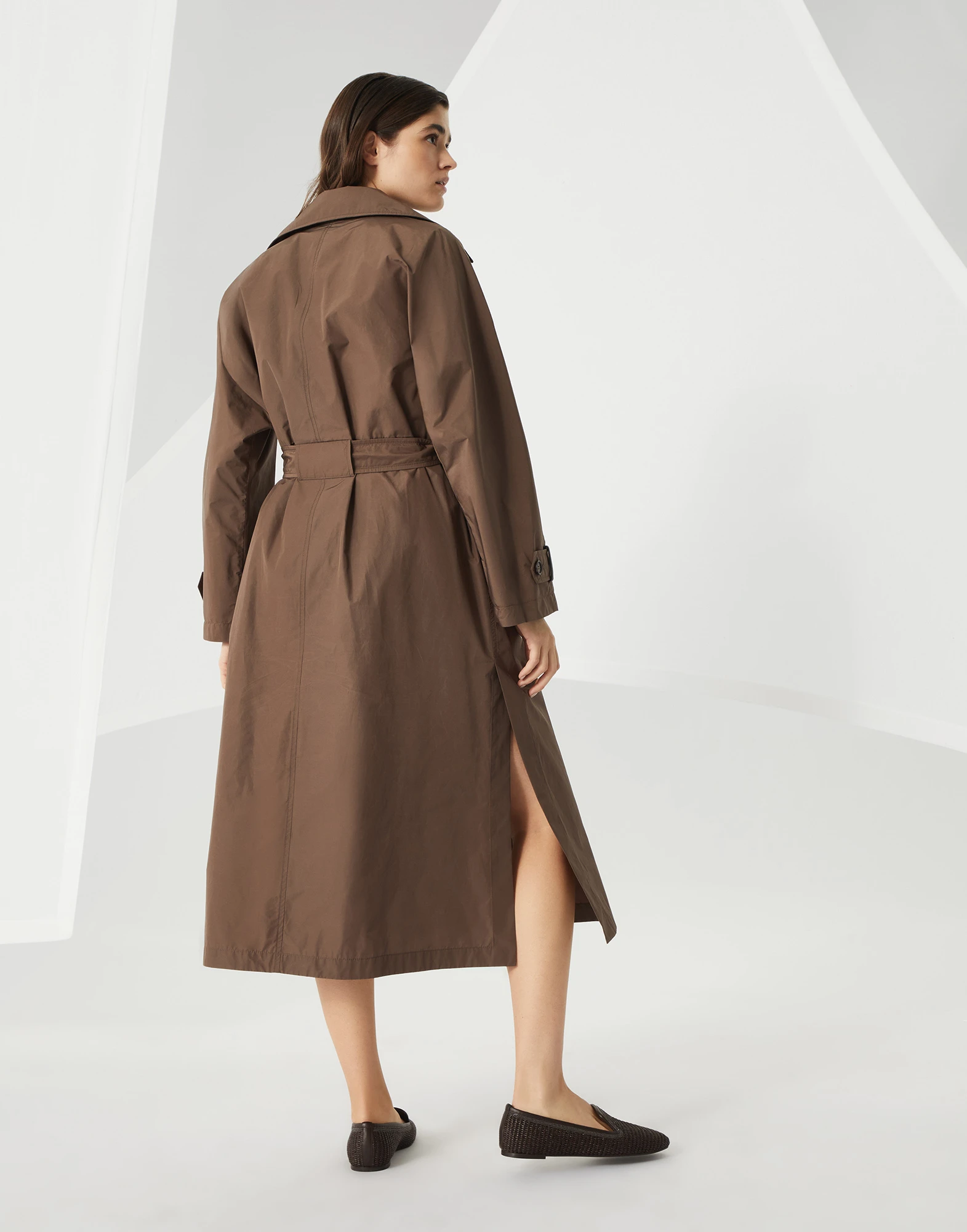 Trench coat with monili