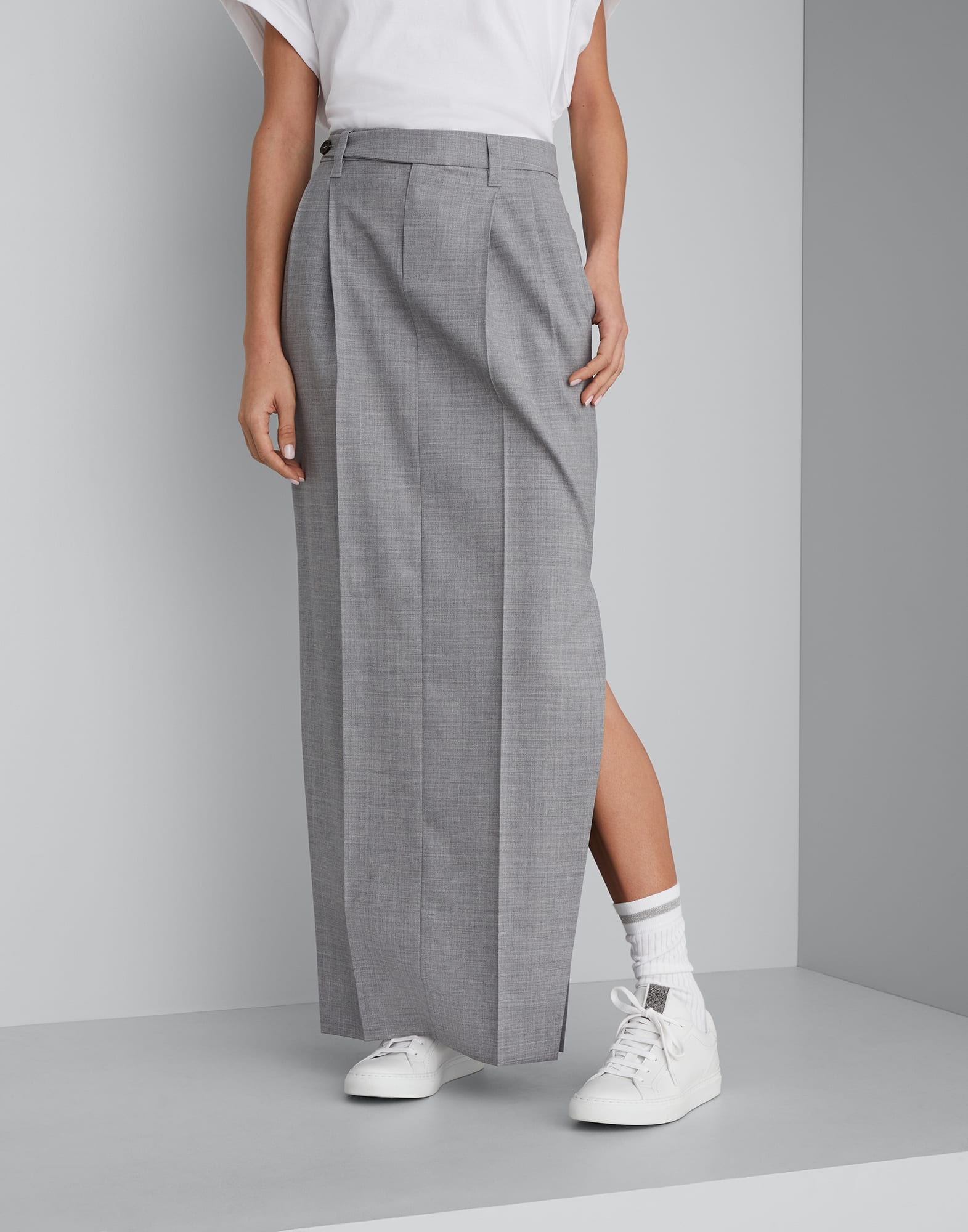 Comfort virgin wool fresco sartorial column skirt